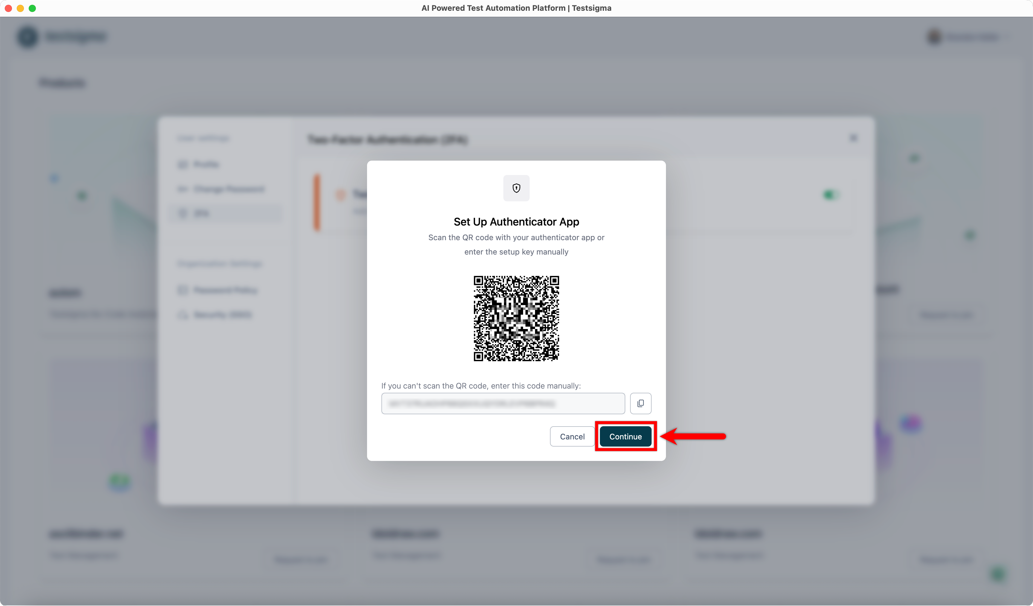 Continue after QR Code