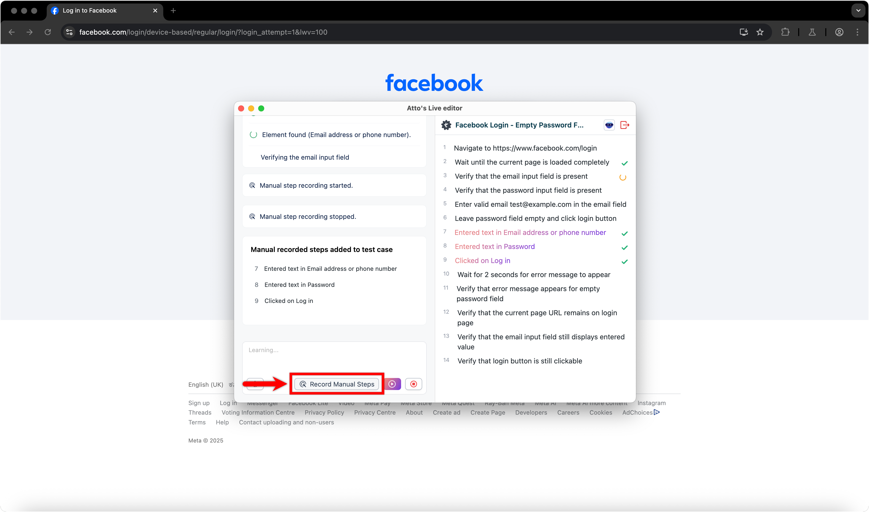 Record Steps Manually