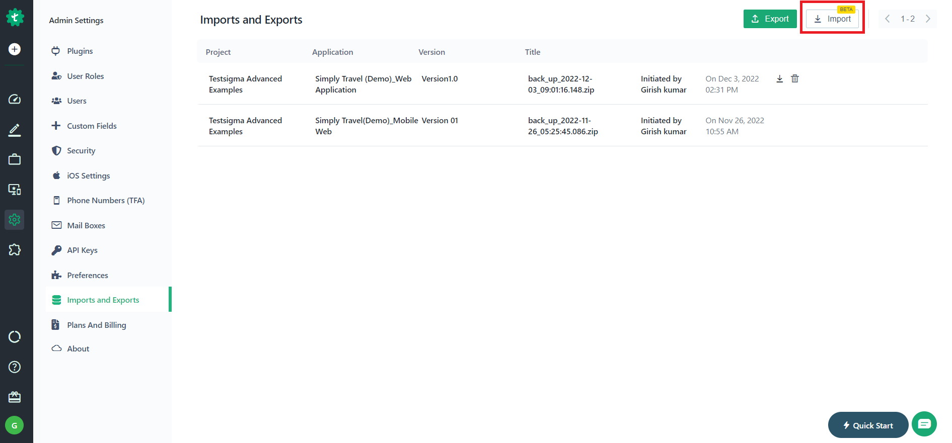 Click On Import