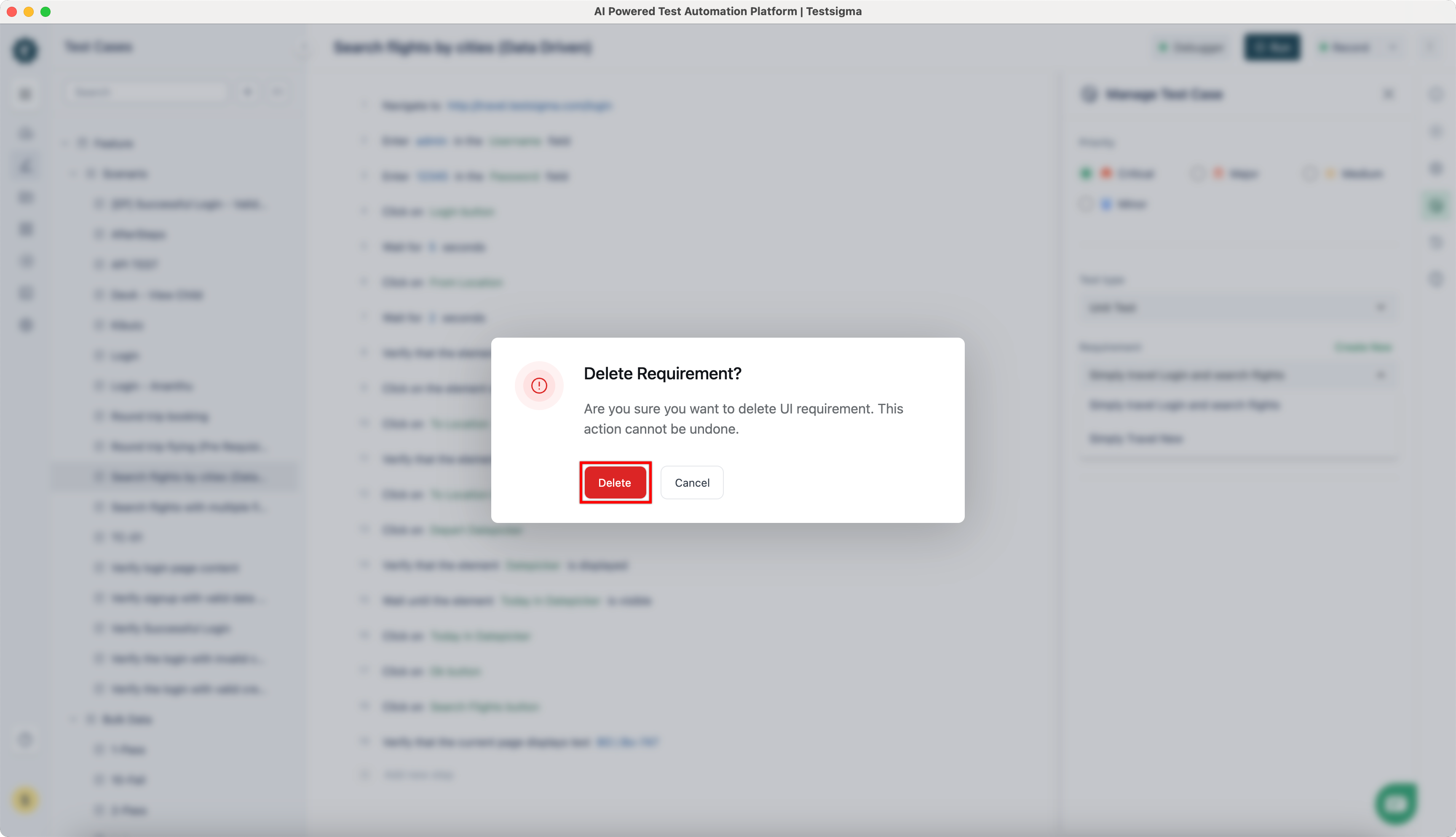 Delete a requirement 2