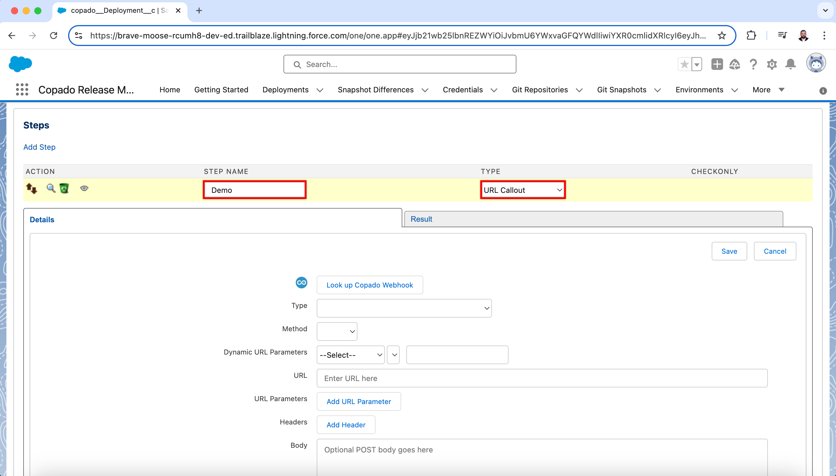 Type dropdown menu
