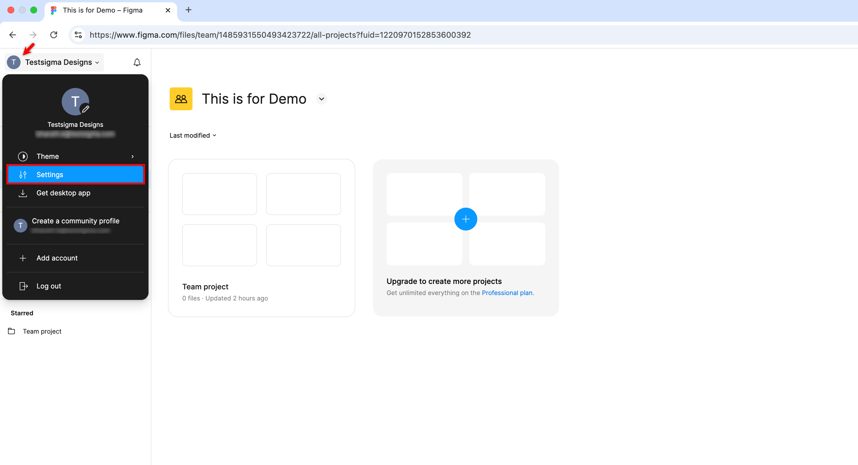 Figma Profile Settings