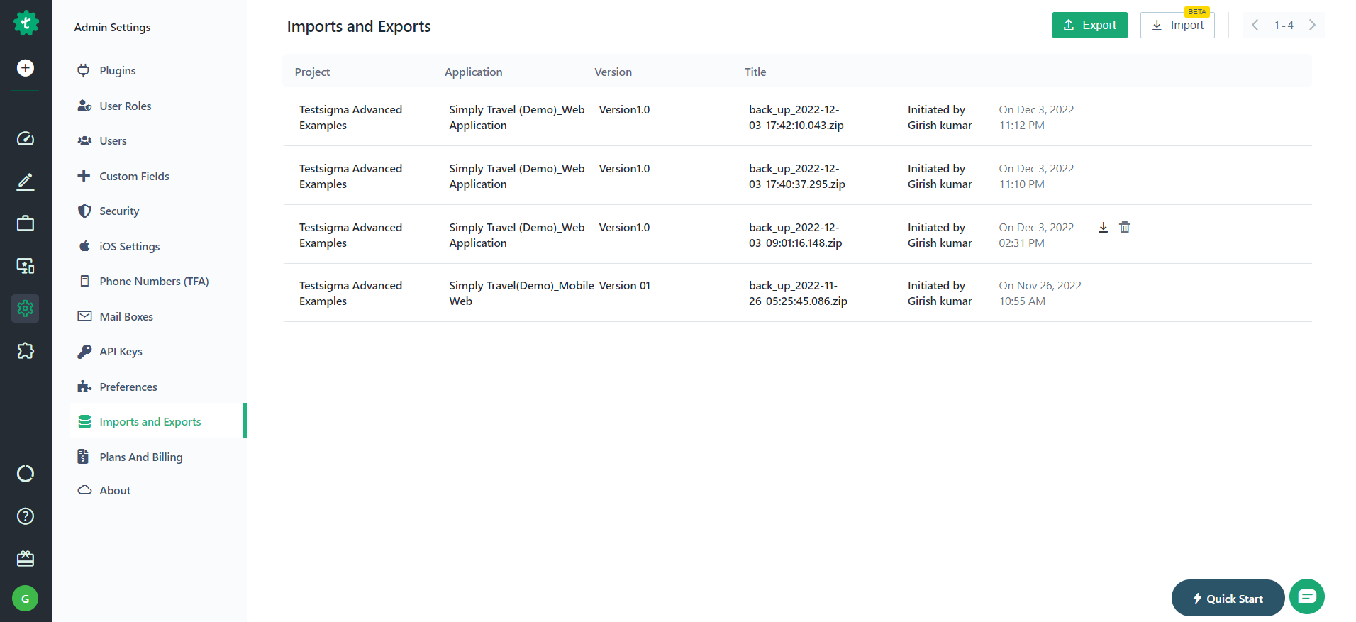 Imports and Exports
