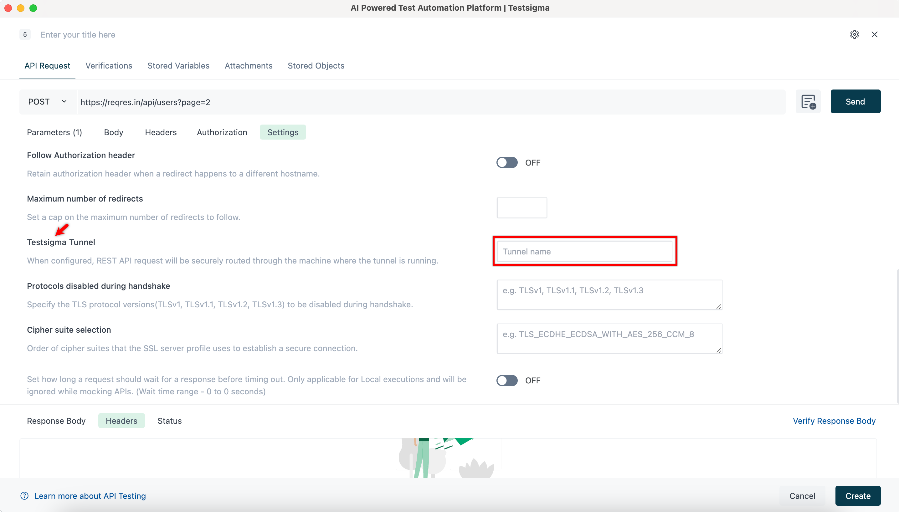 Using Tunnel in API