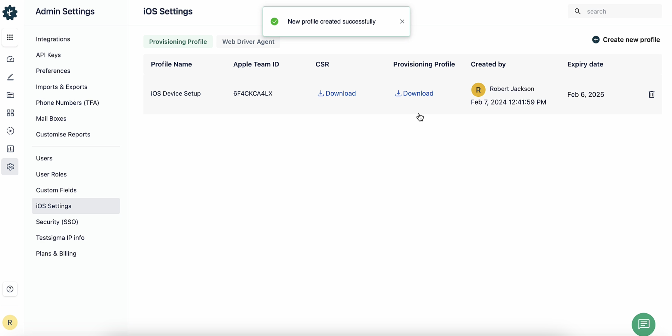 Provisioning Profile Details