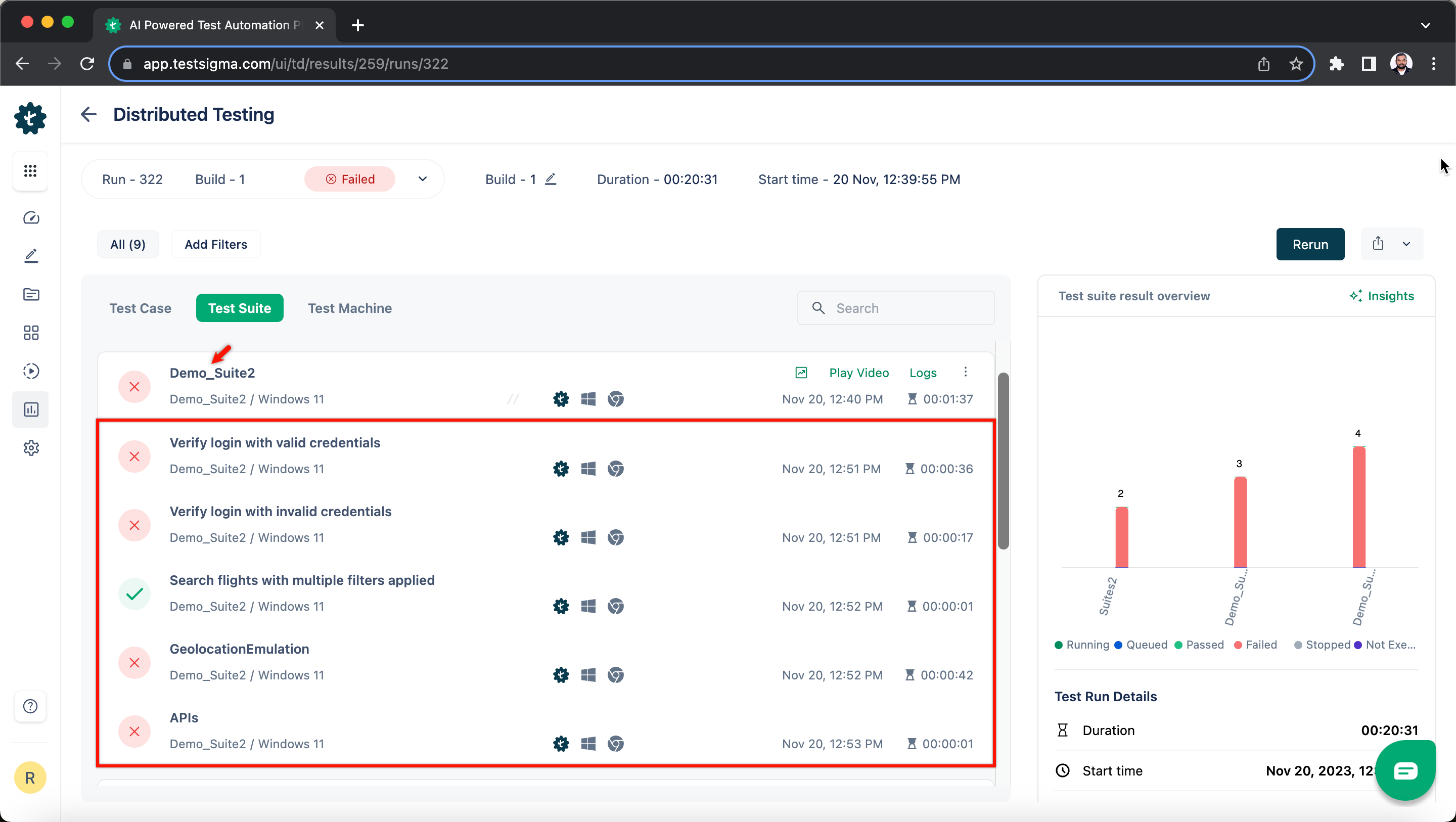 Test Case in Test Suites