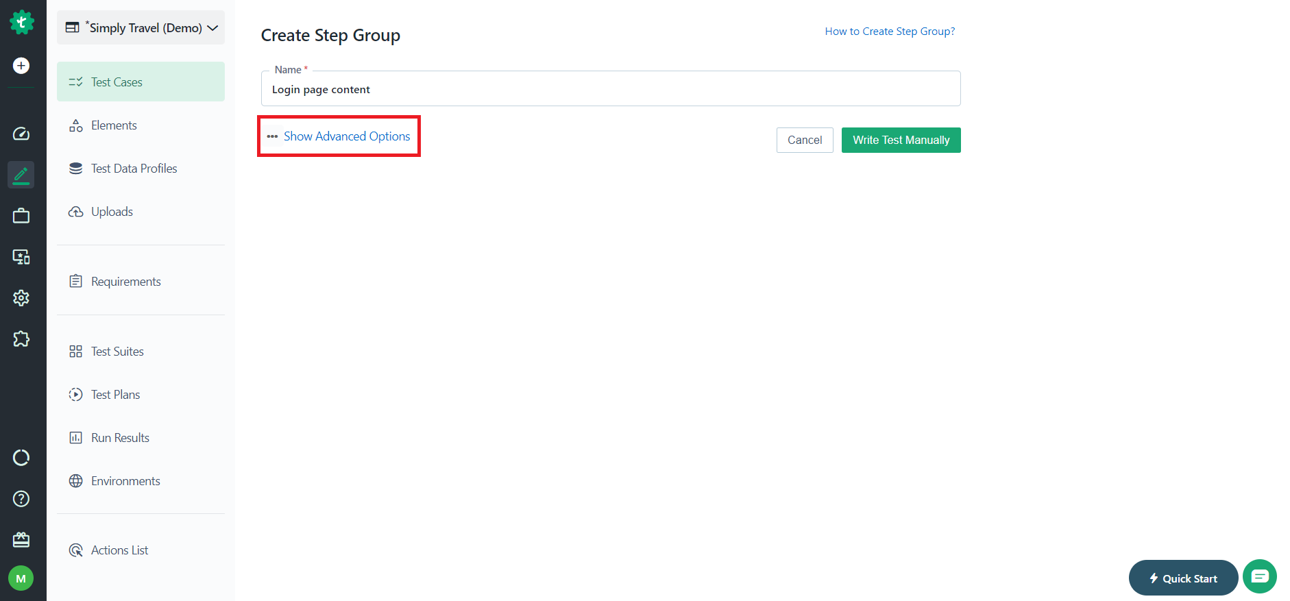 Step groups avanced options