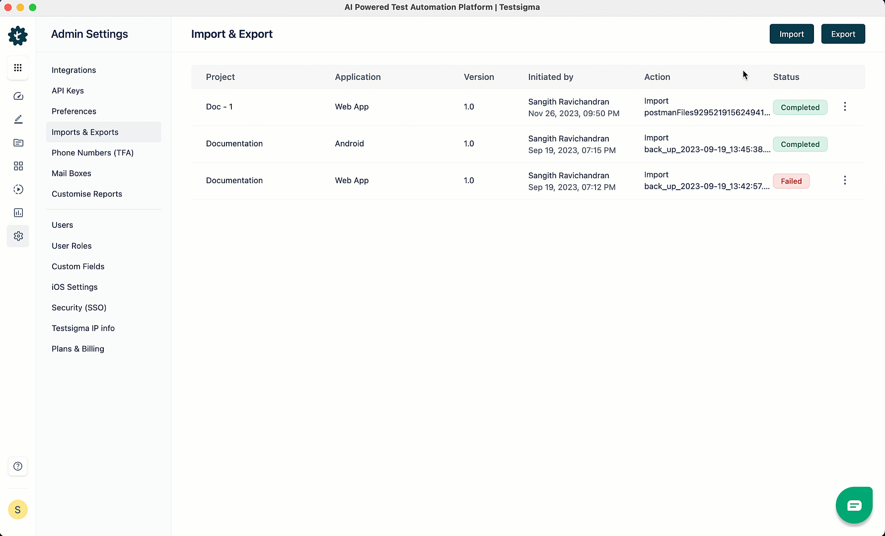 Start Importing Environment File