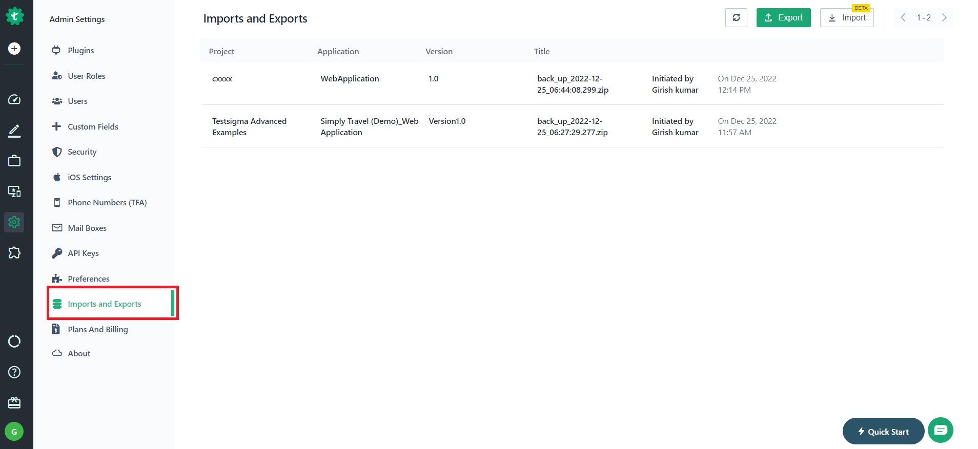 Imports and Exports