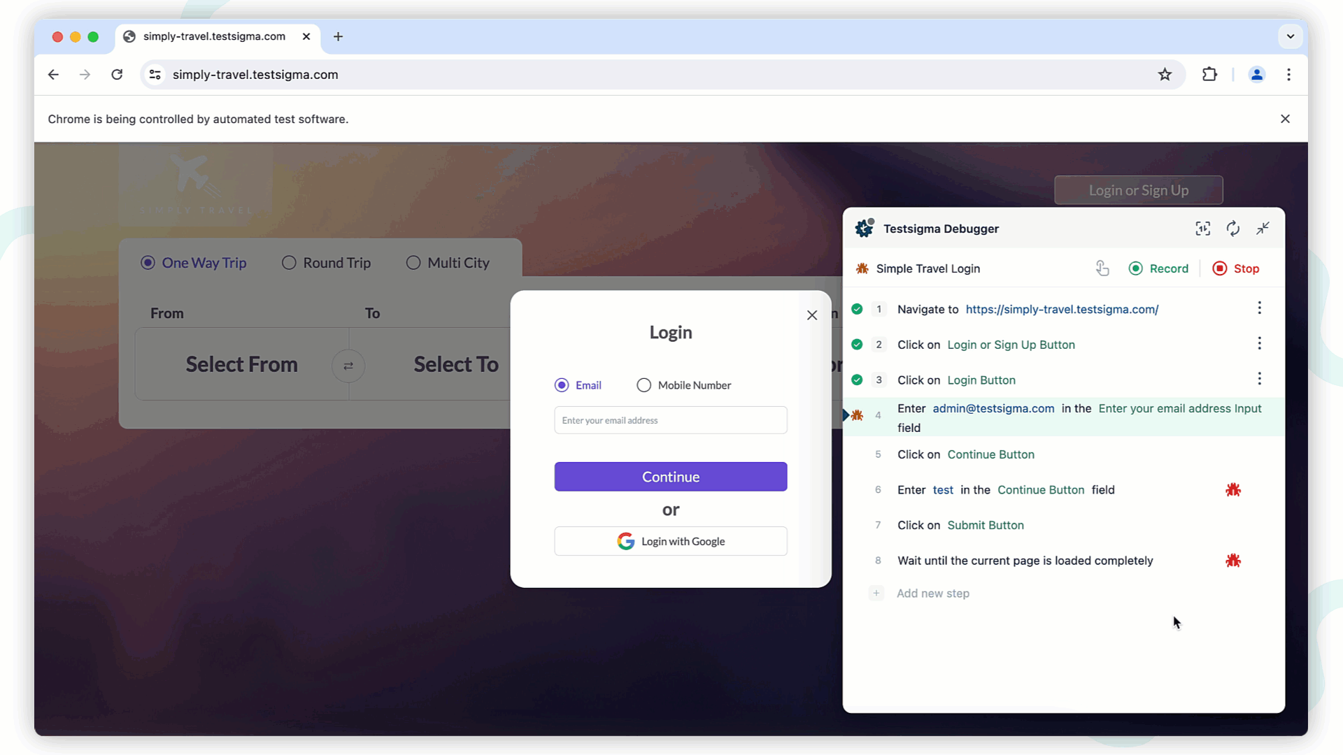 interact with debug points in web