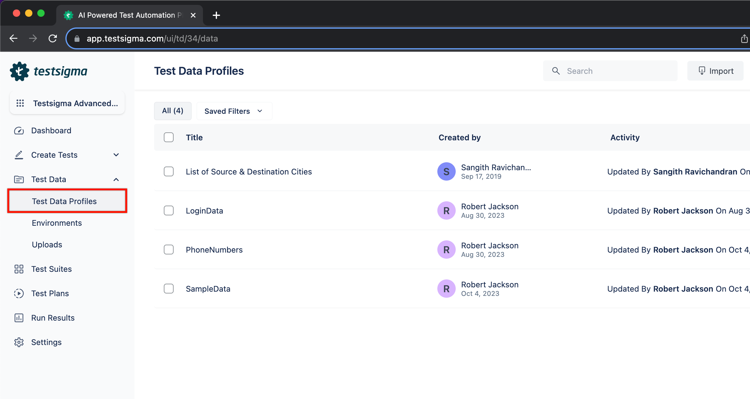 Test Data Profiles