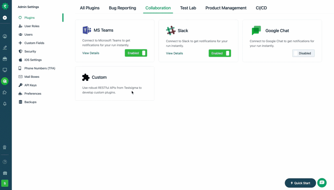 MS Teams Integration for Testsigma