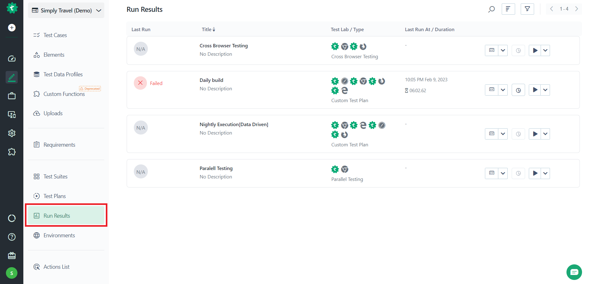 Navigate to Run Results