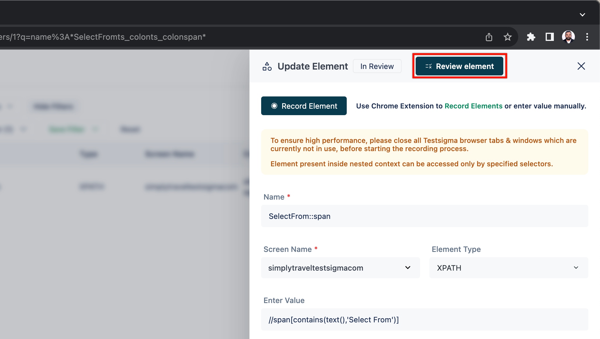 Review Element