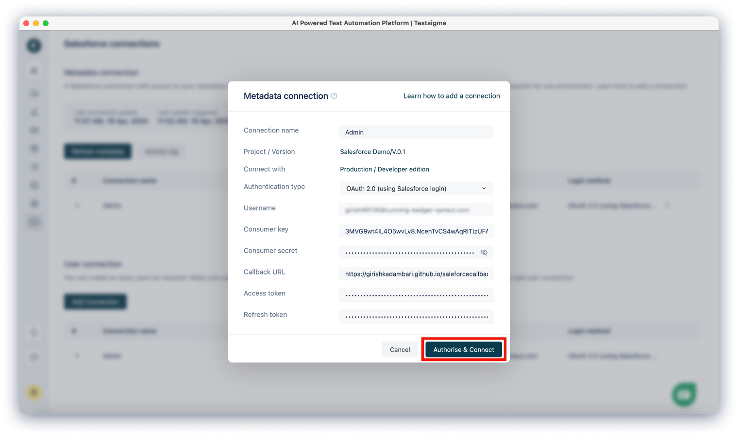 Metadata Connection