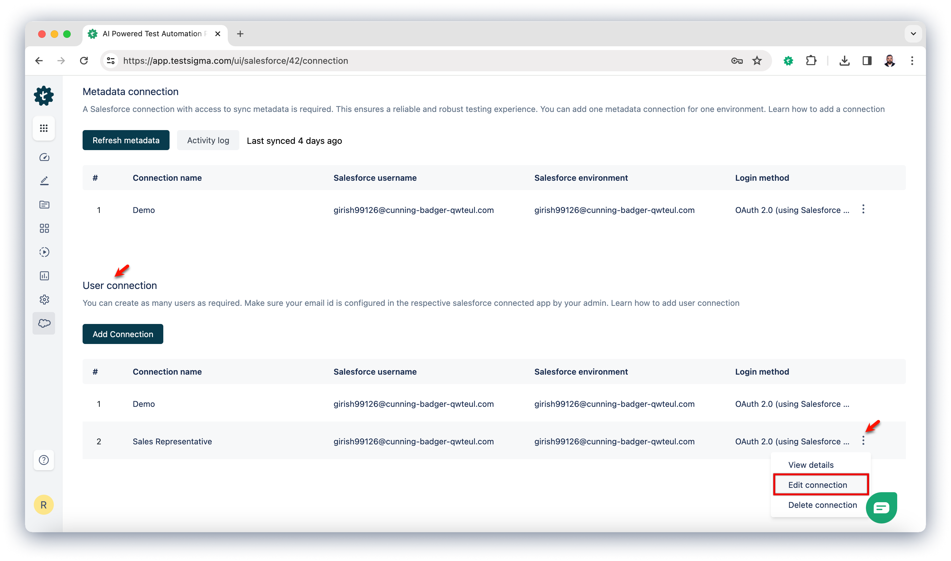 Edit User Connections