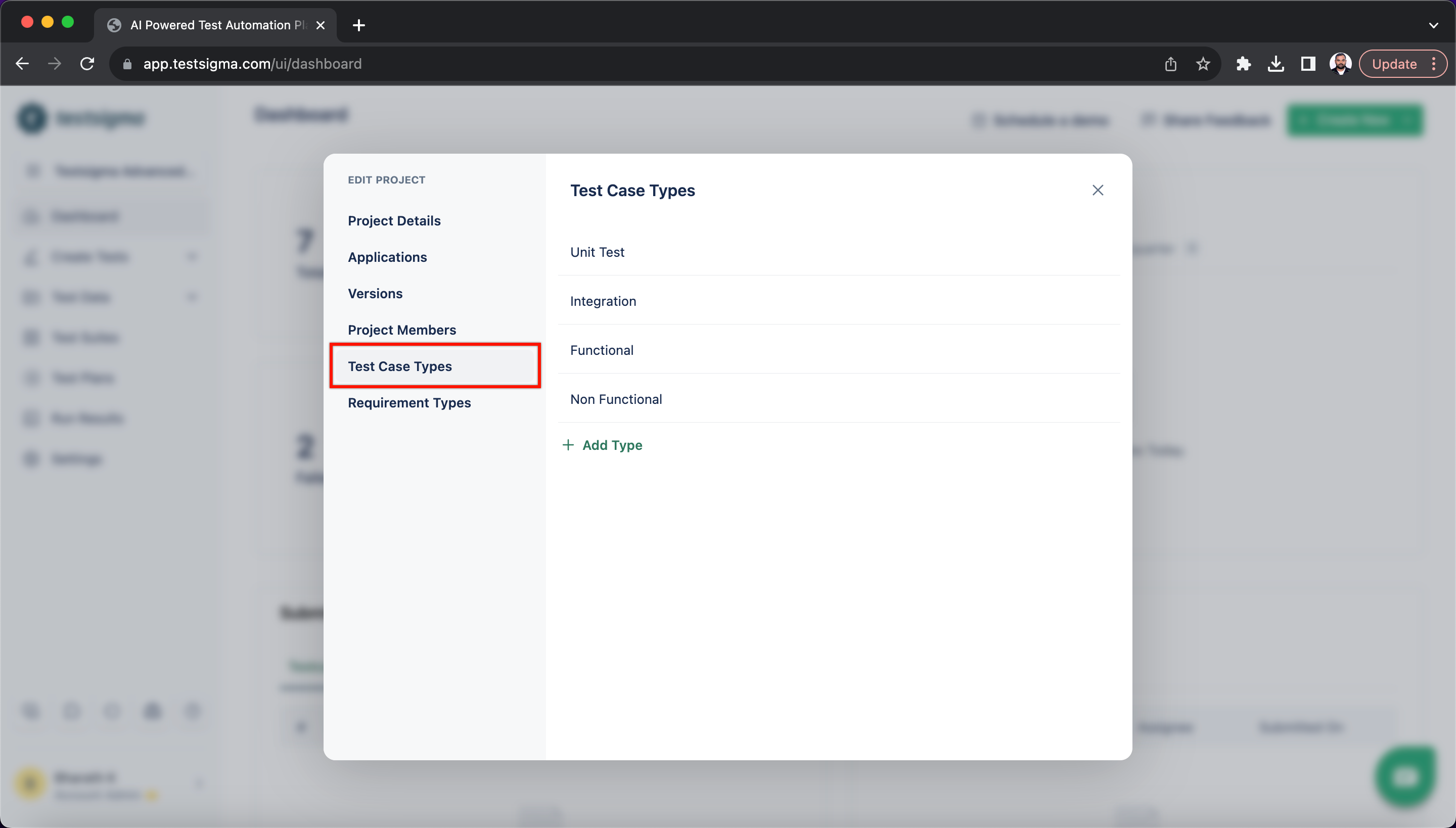 Test Case Types