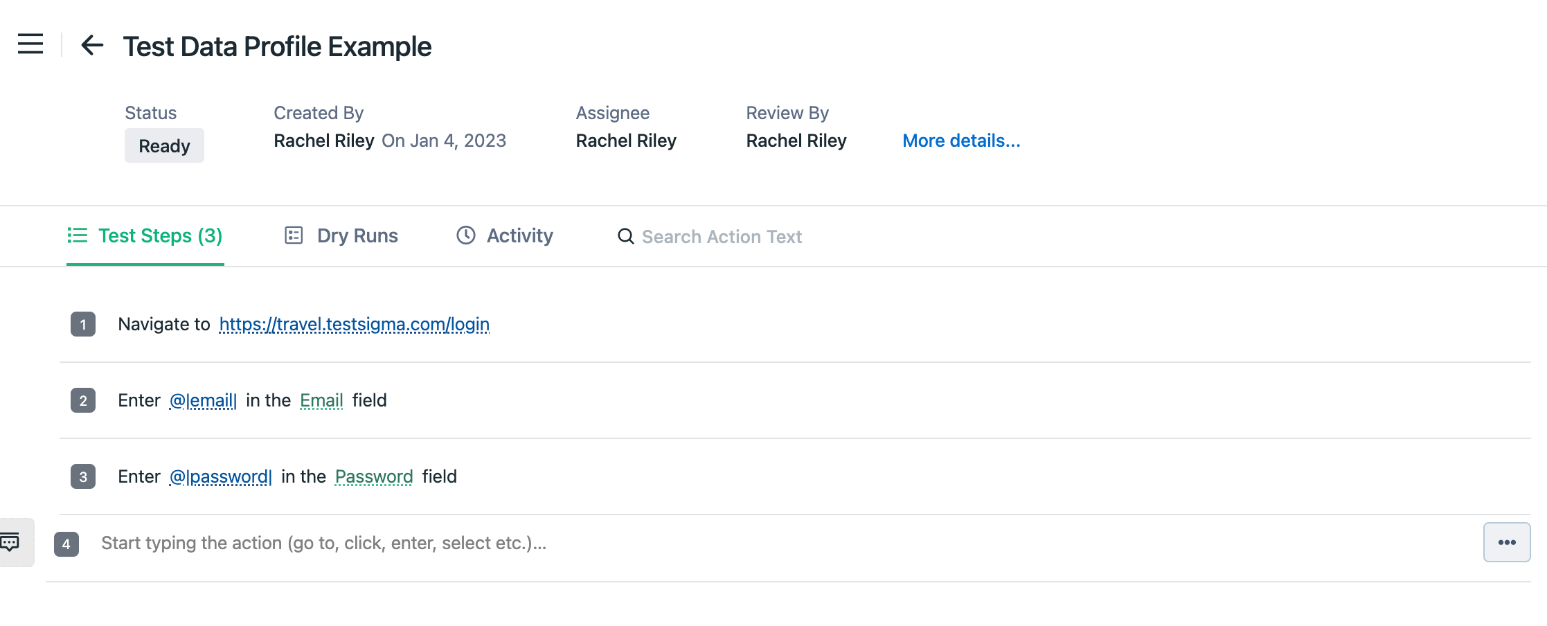 Test Data Profile Example