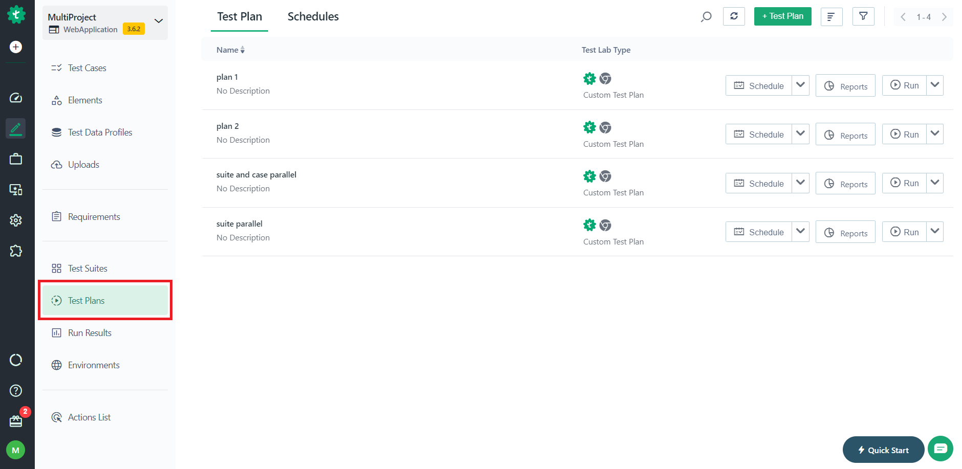 Navigate to Test Plan