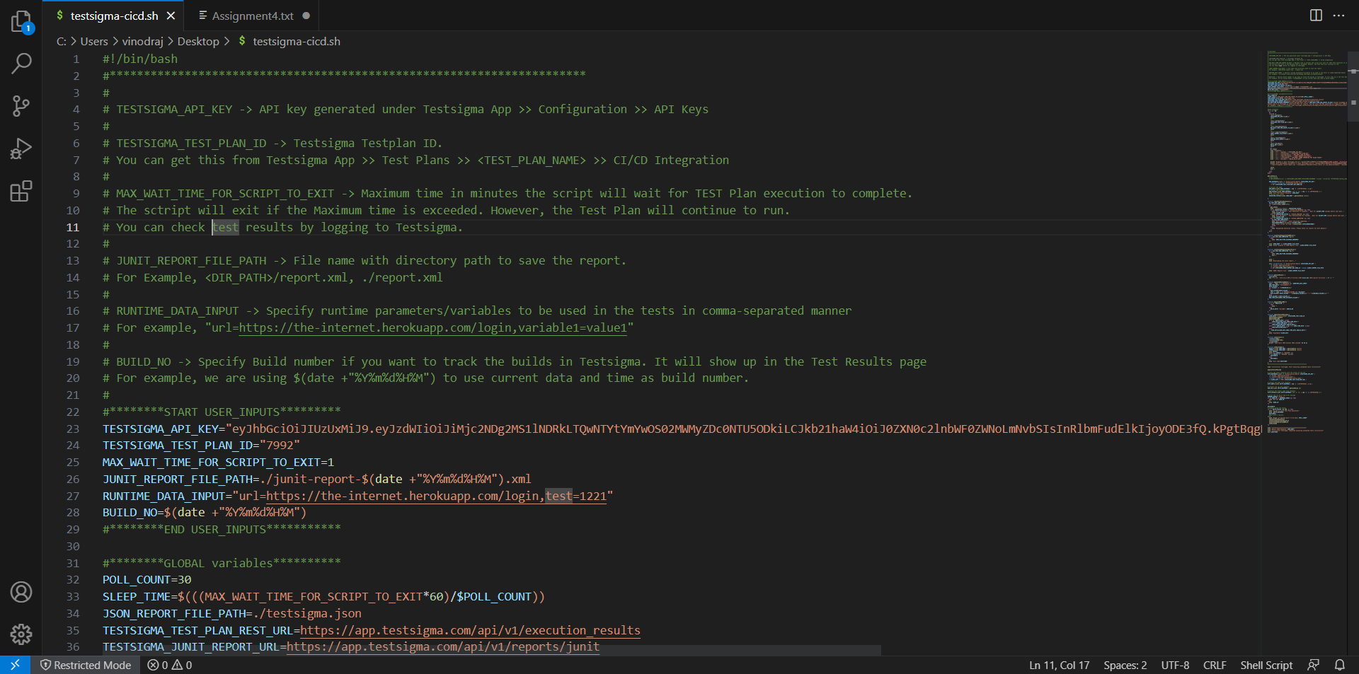 Test Plan In Shell Script