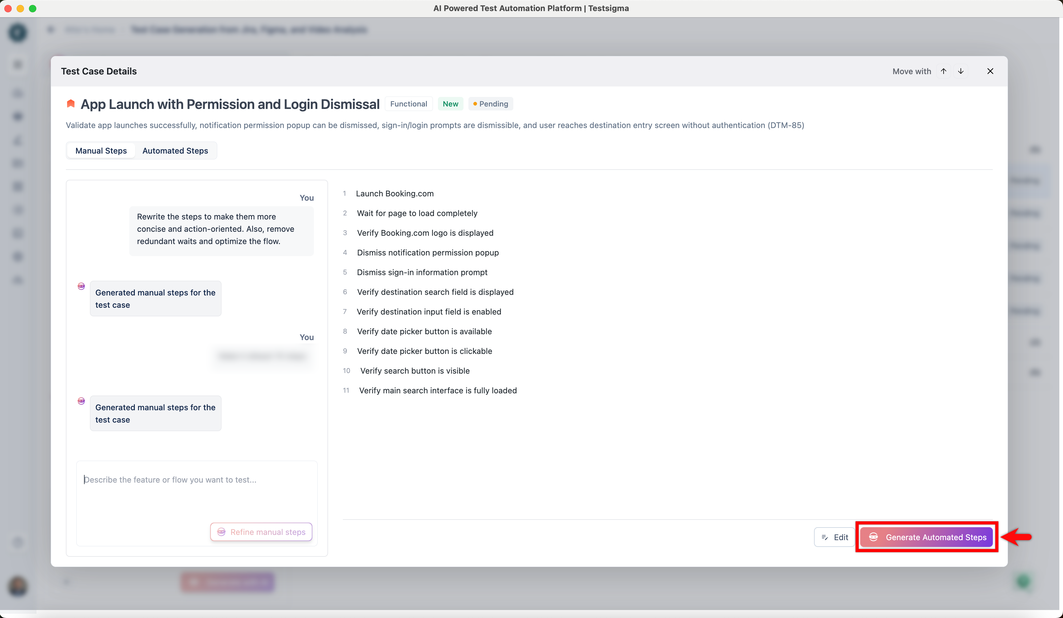 Generate Automated Steps