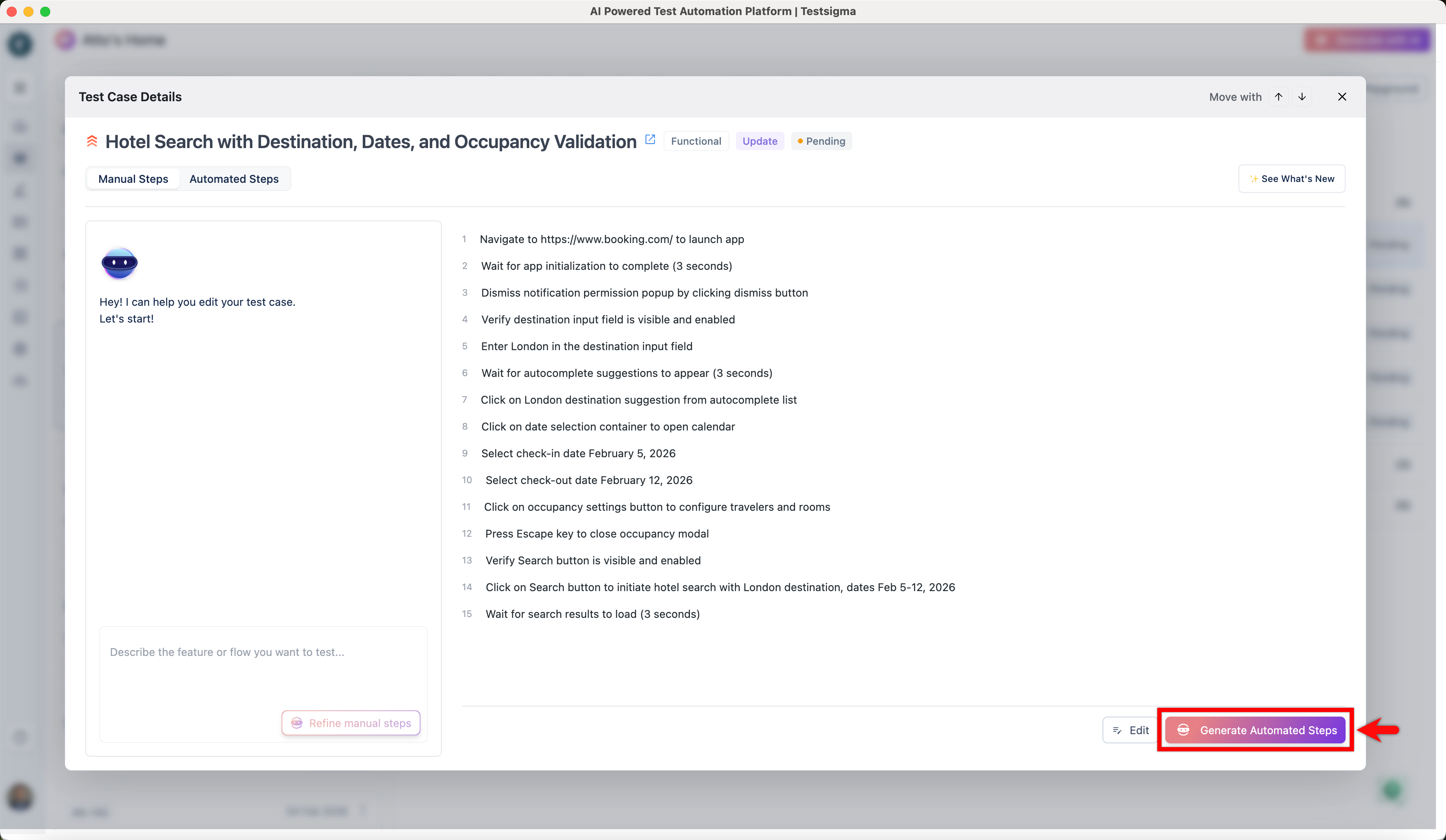 Generated automated steps