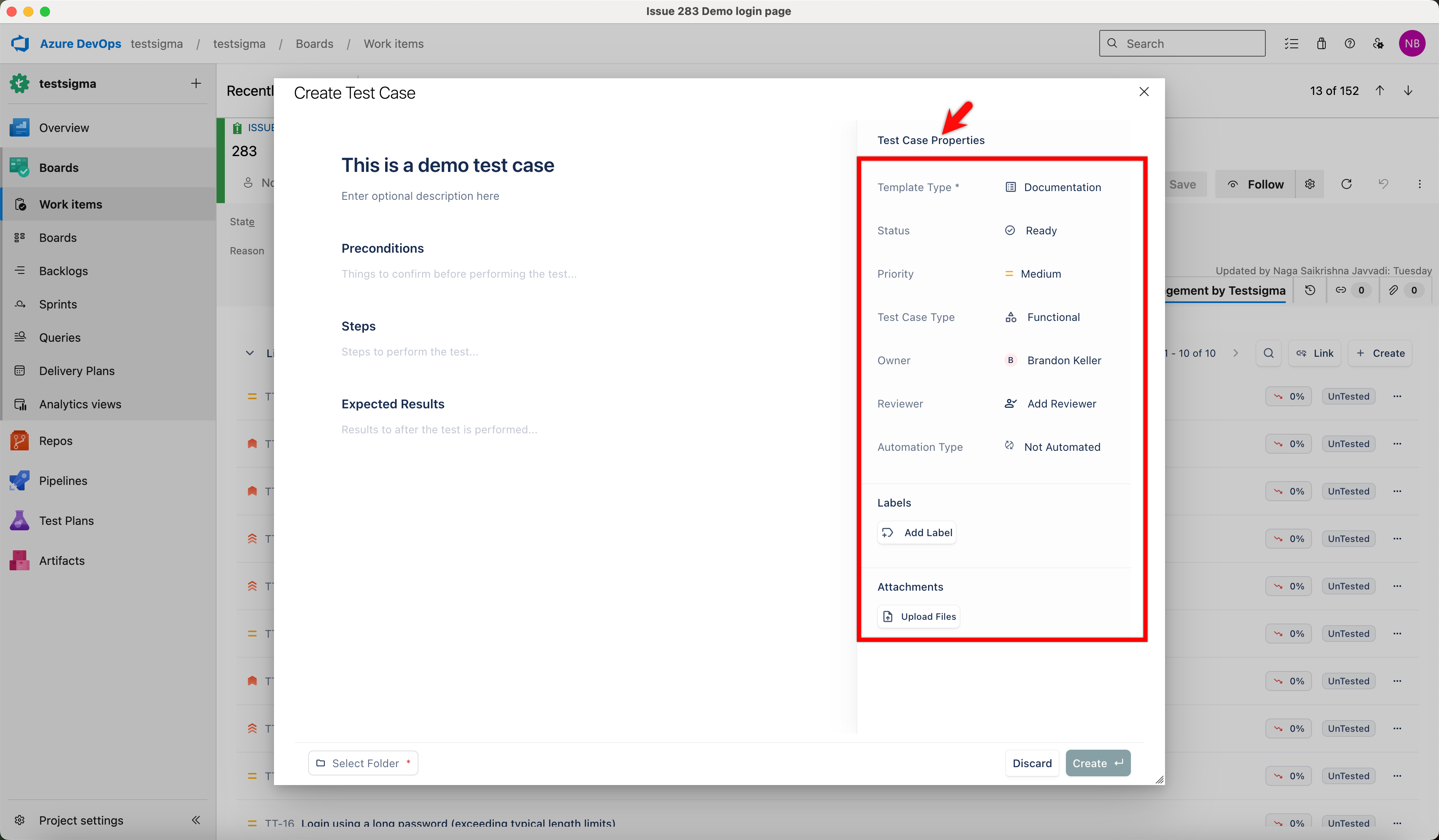 Test Case Properties