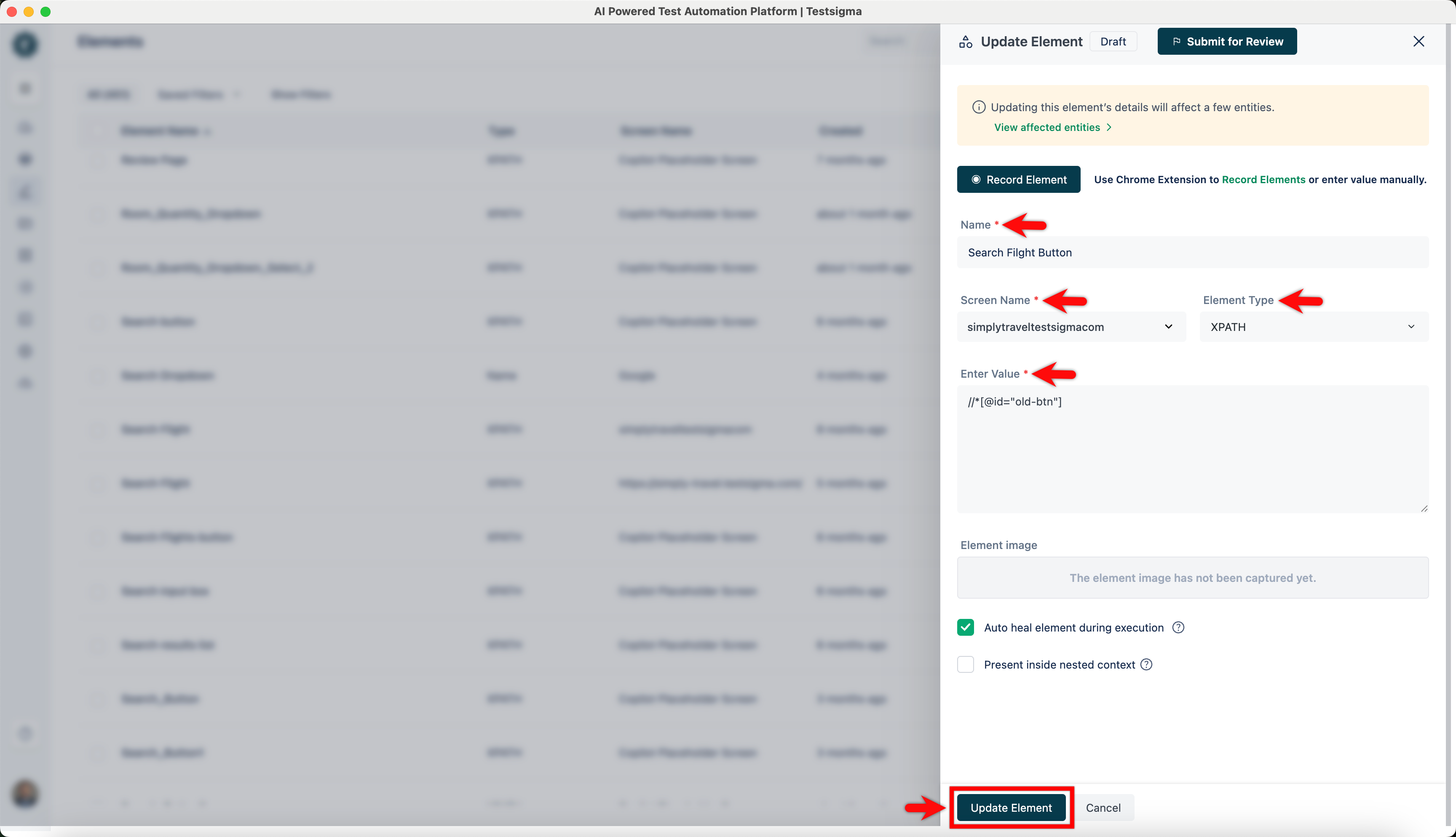 Update Element Details