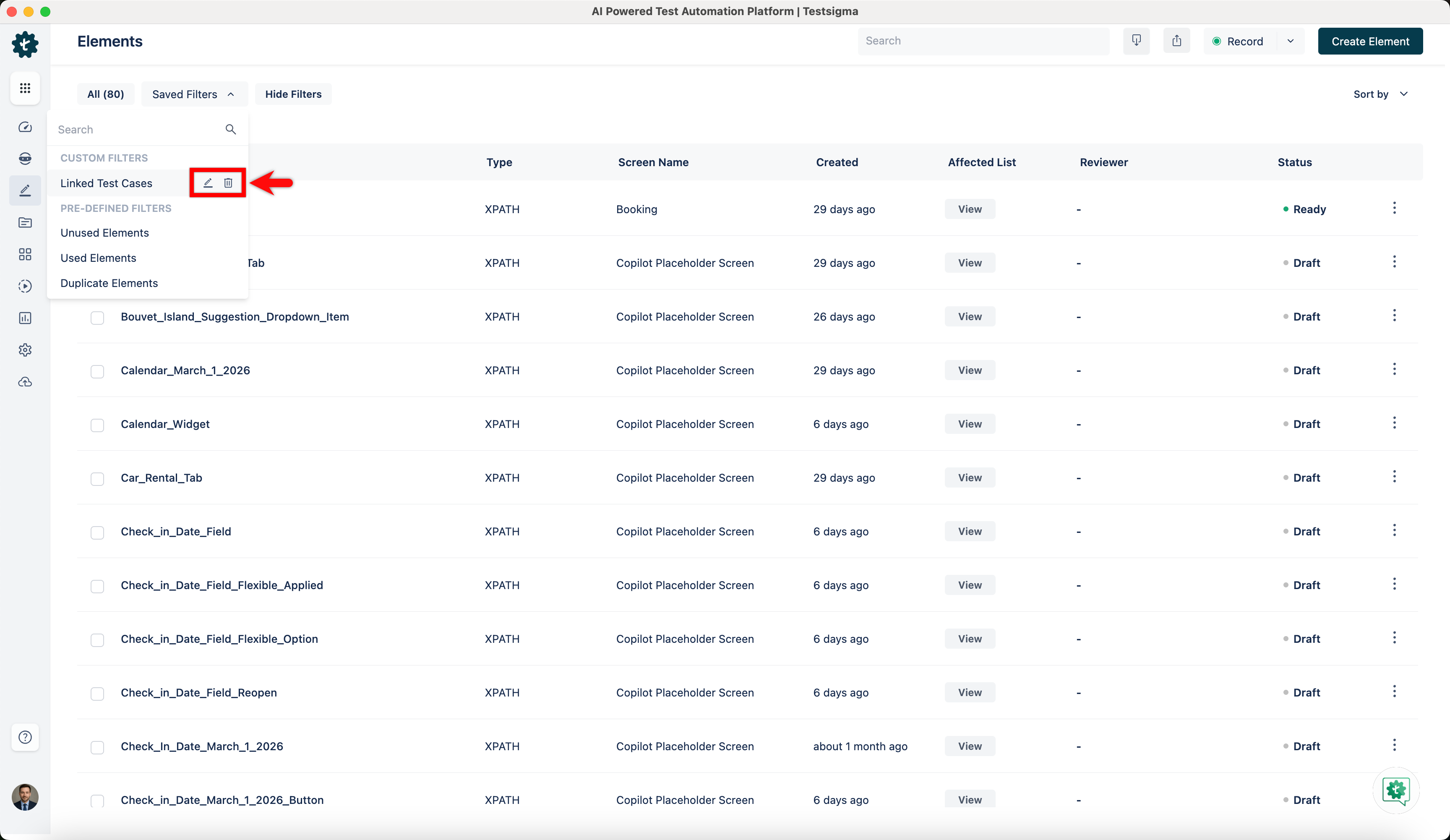 Save Elememts Filter