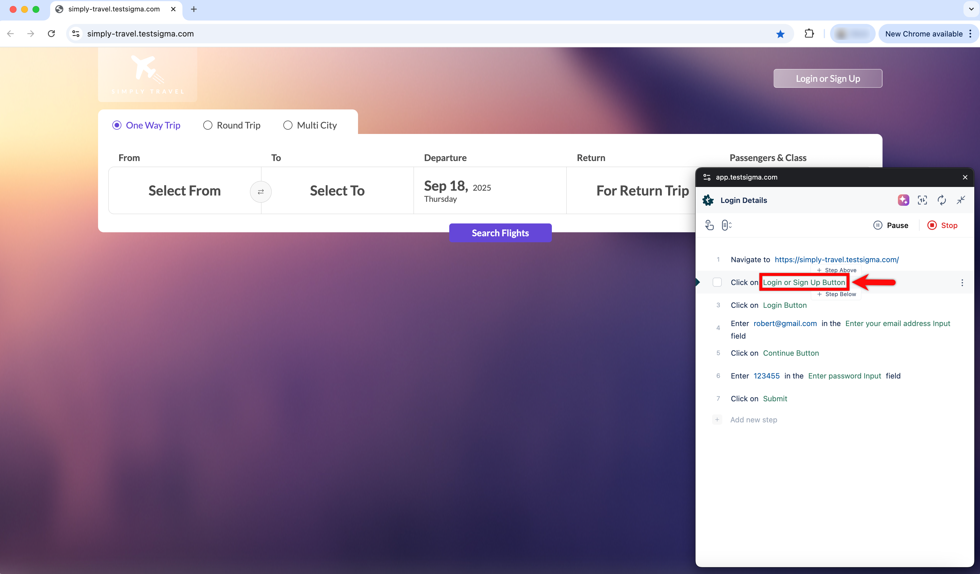 Hover over an element