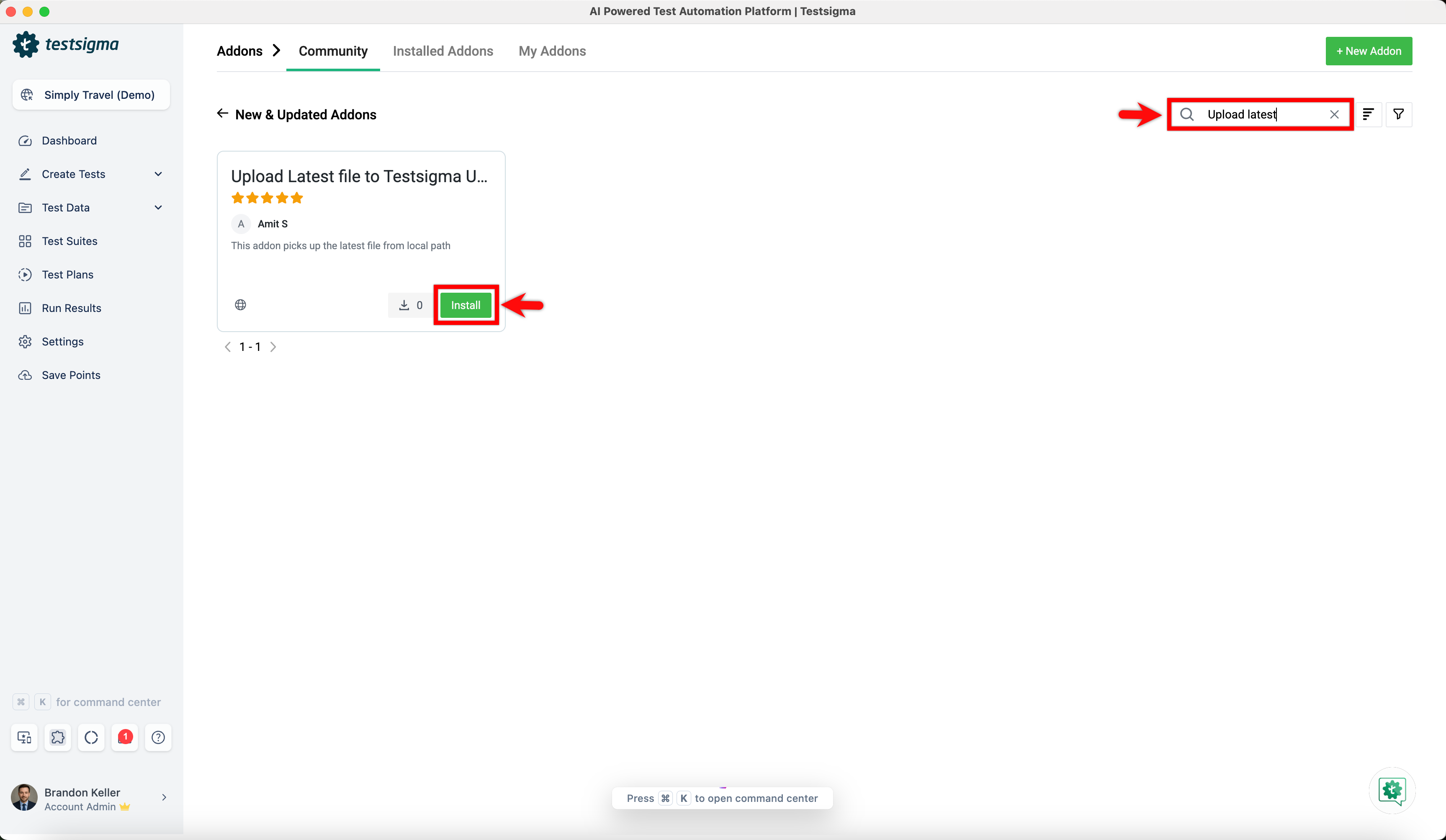 Upload Latest File to Testsigma Uploads