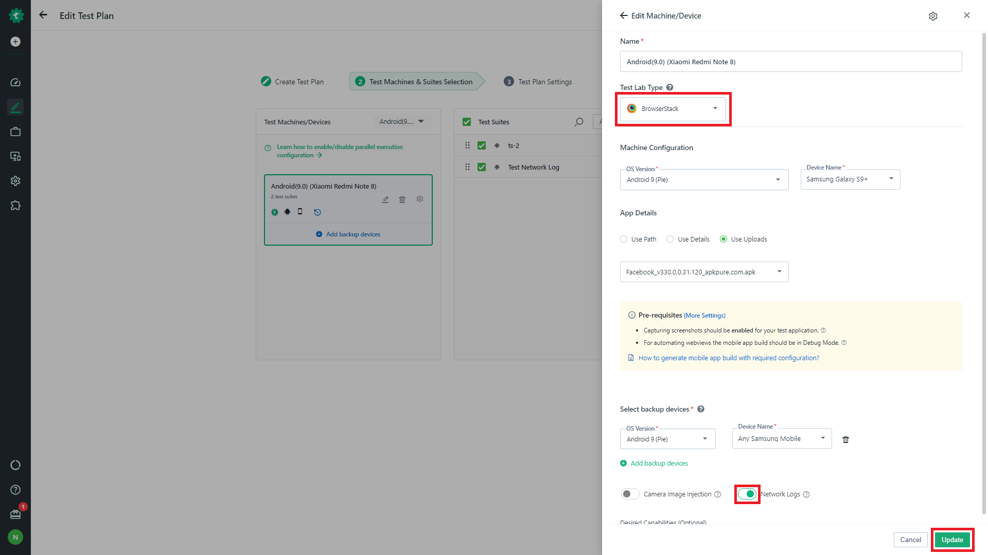 BrowserStack in Test Plan