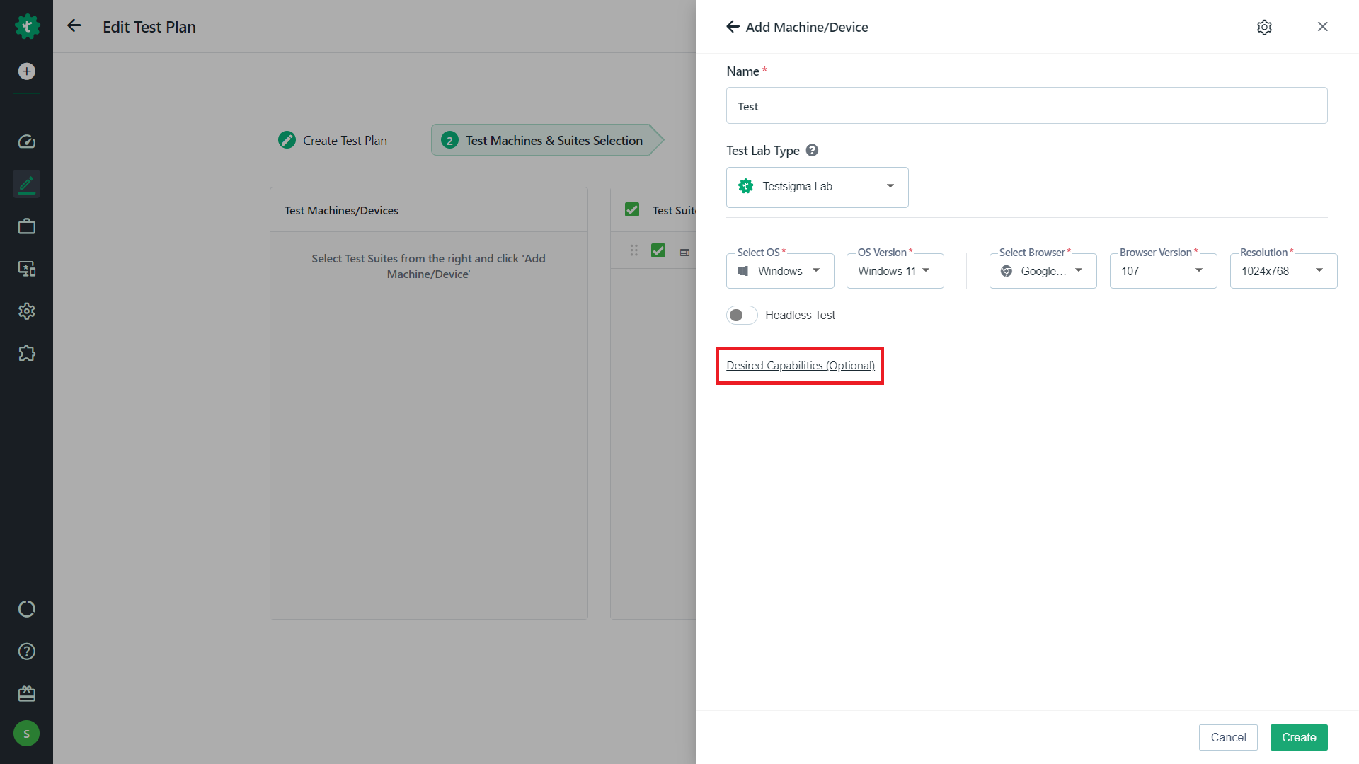 Enable DC in test plan