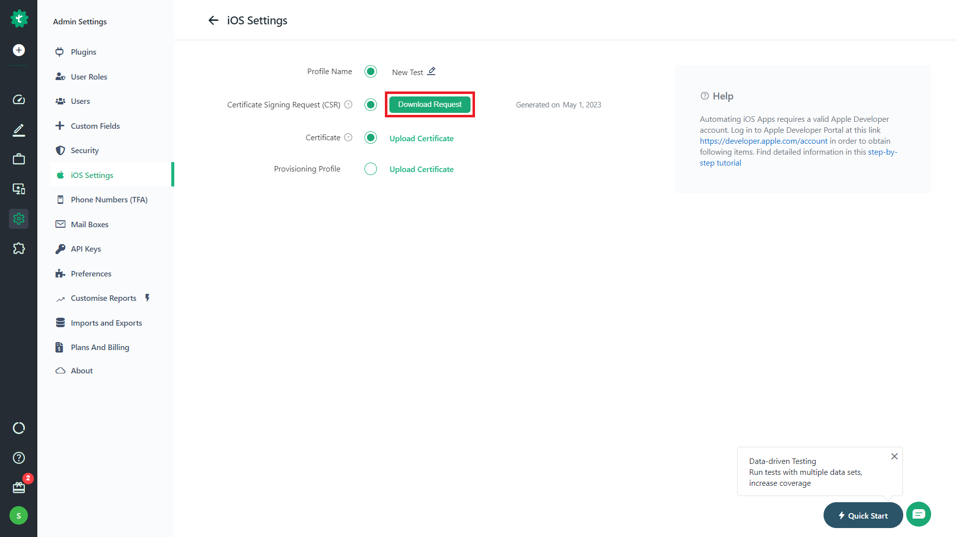 Generate CSR and Download