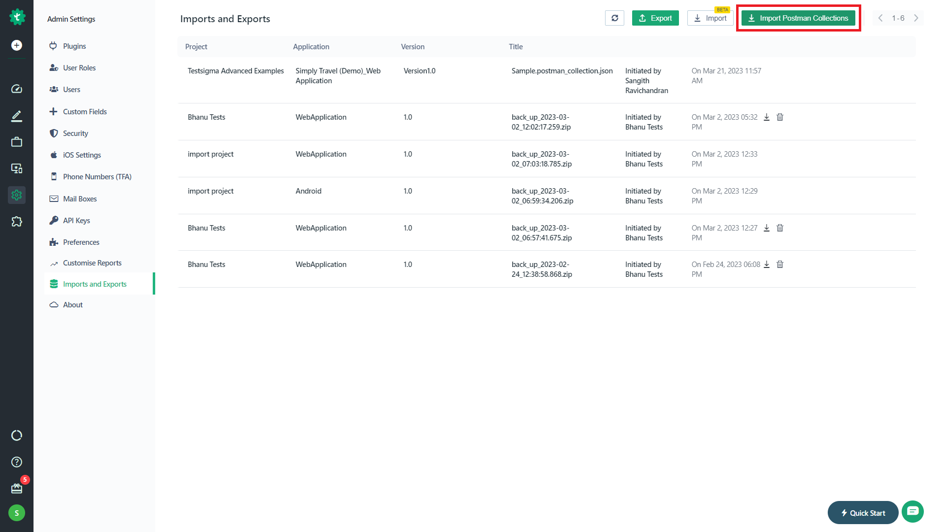 Select Import Postman Collections