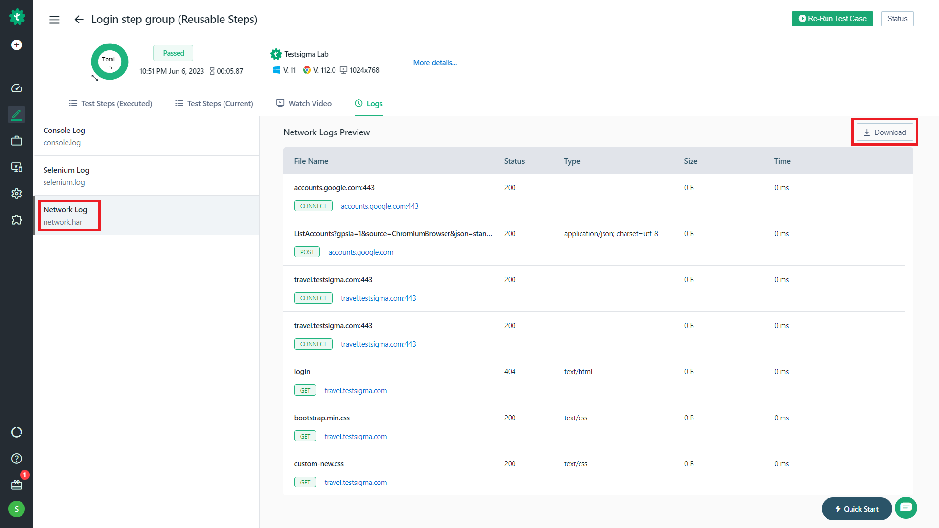 Network Log Preview