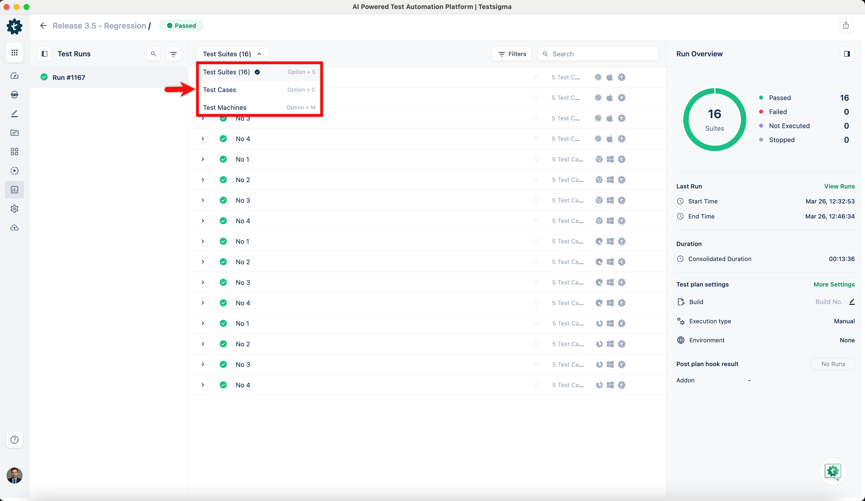 Results at Test Suite Level
