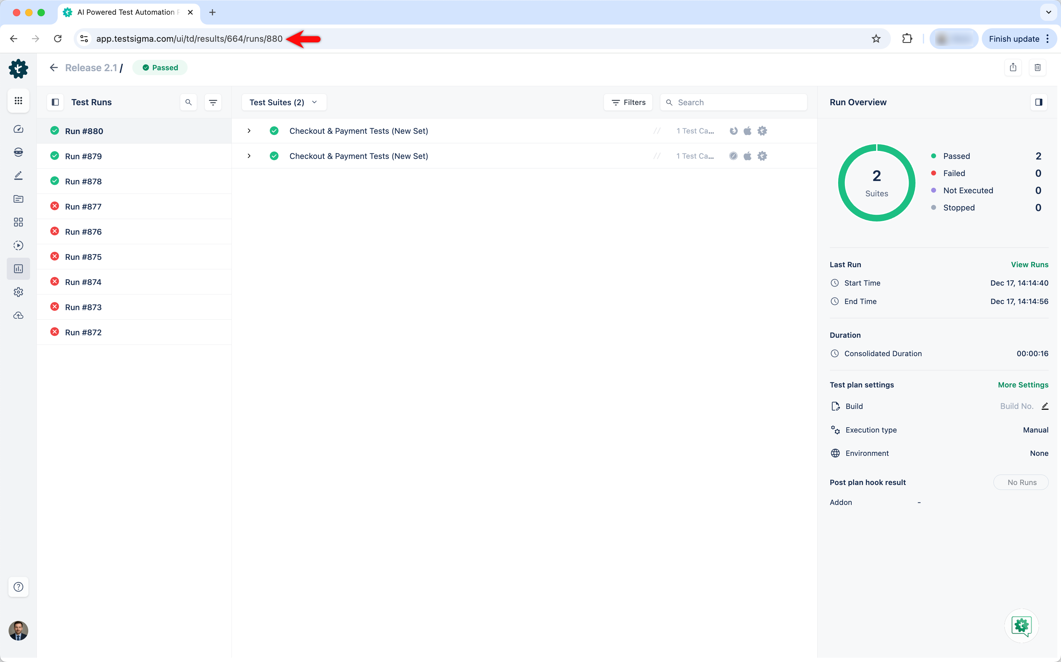 retrieving runid for test plan level