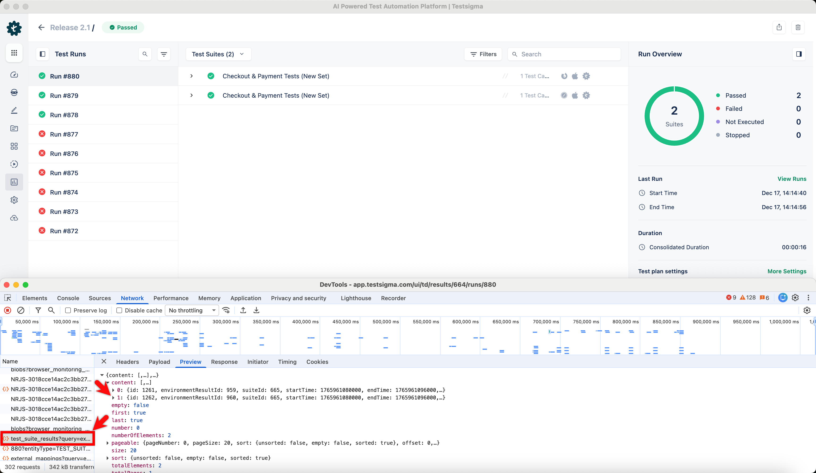 retrieving result ids