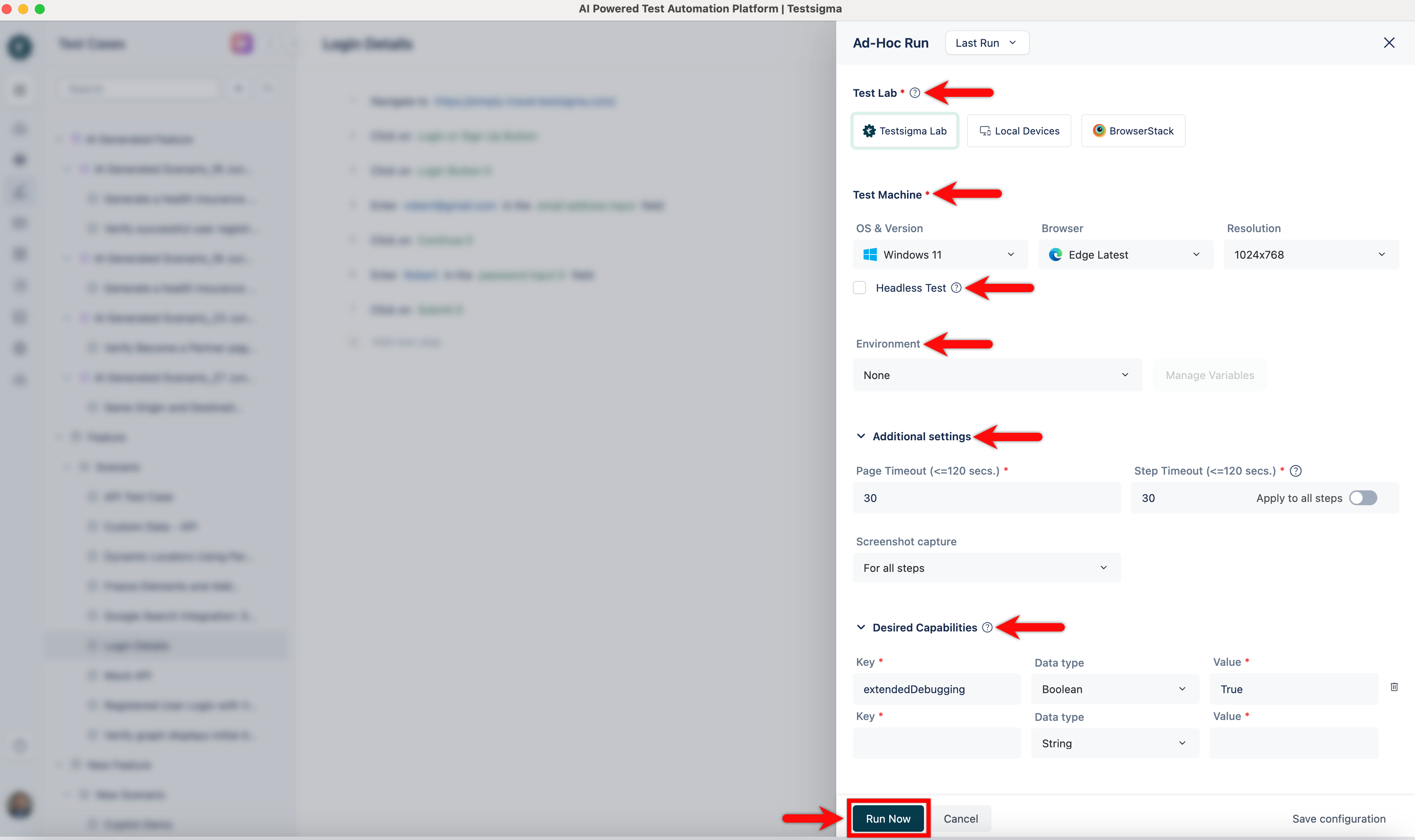 Ad-hoc screen for Web Application
