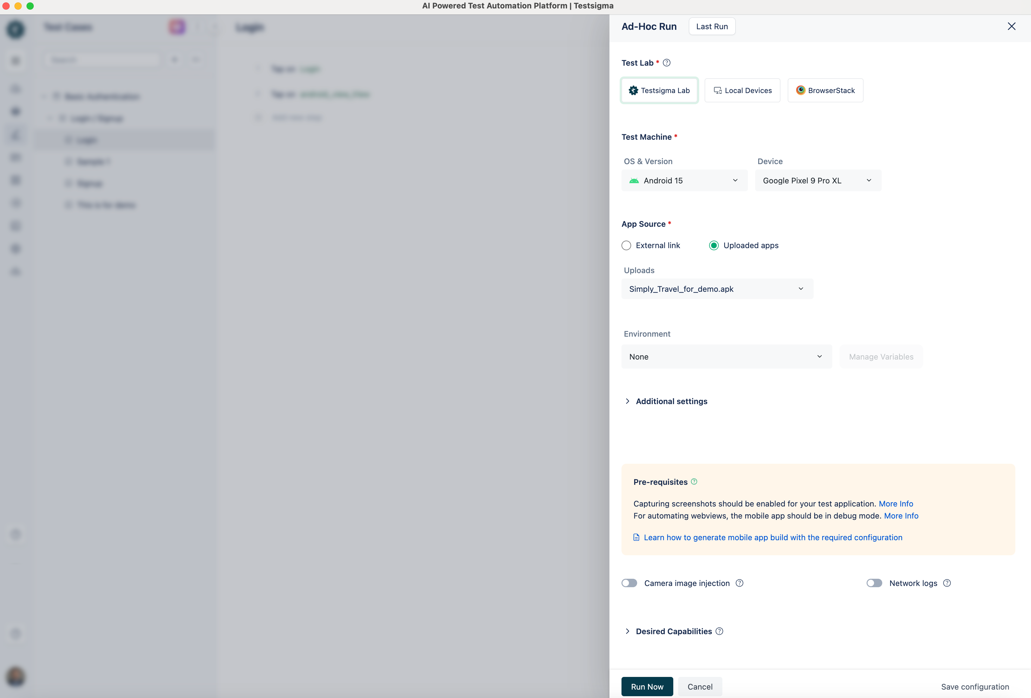 Ad-hoc screen for Android Application