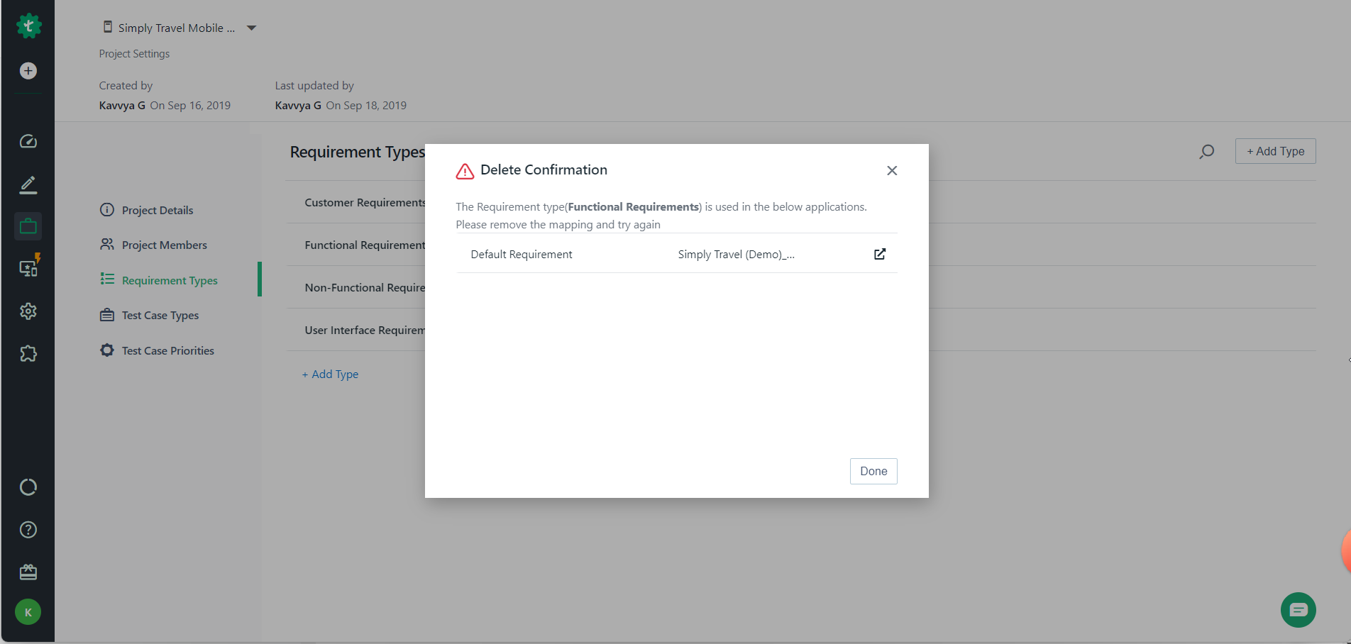 delete confirmation window