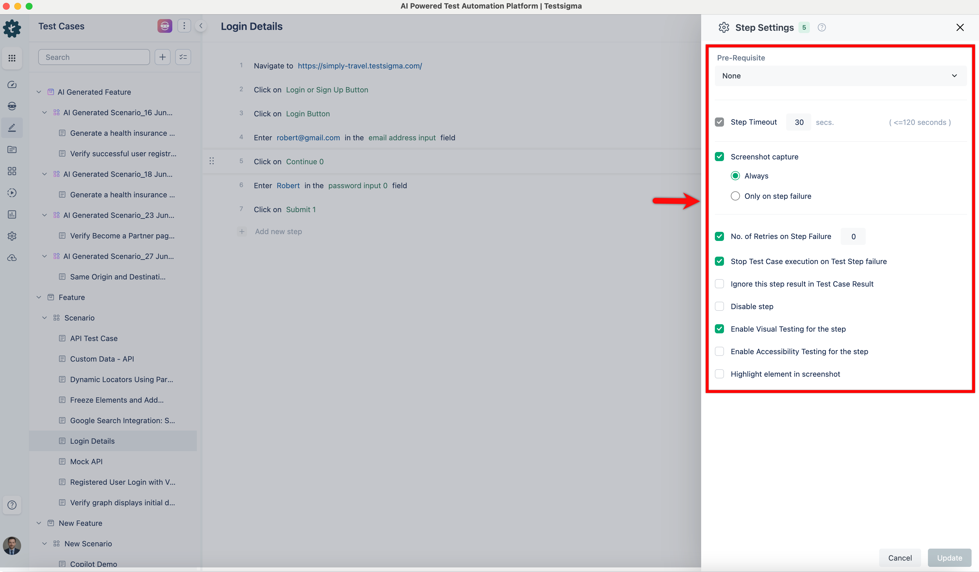 Test Step Settings 2
