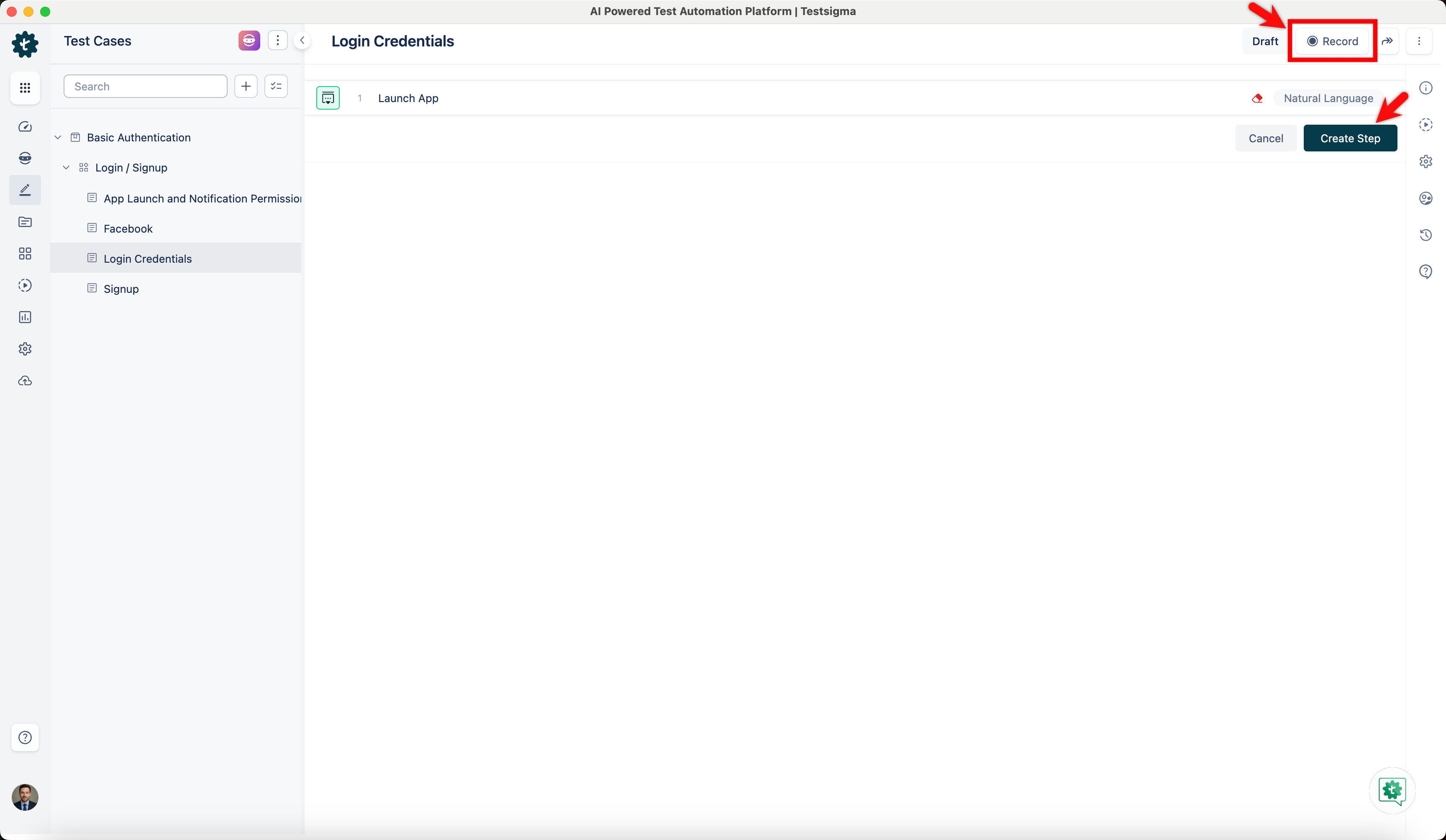 Start Test Case Steps