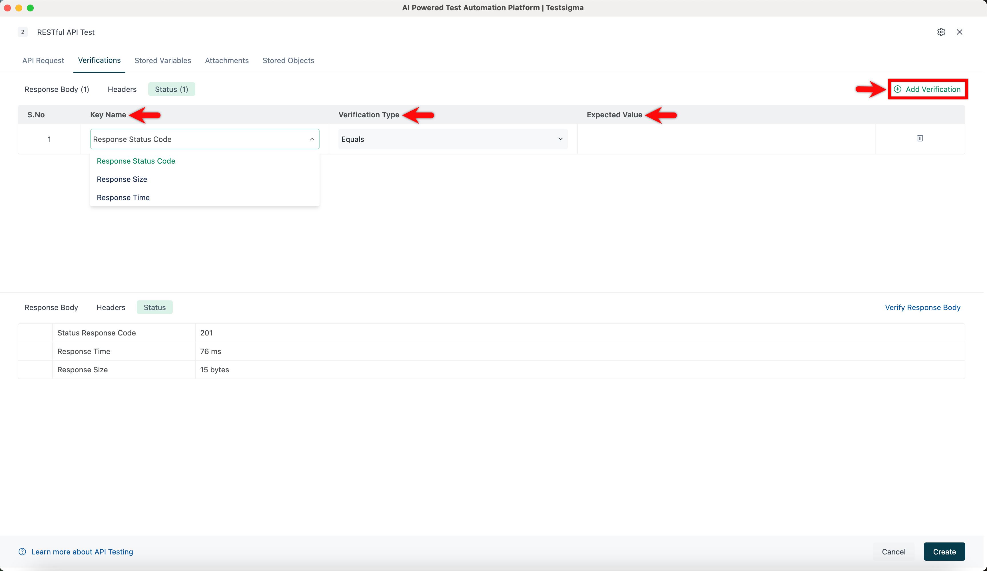 Add Verification in Status Tab