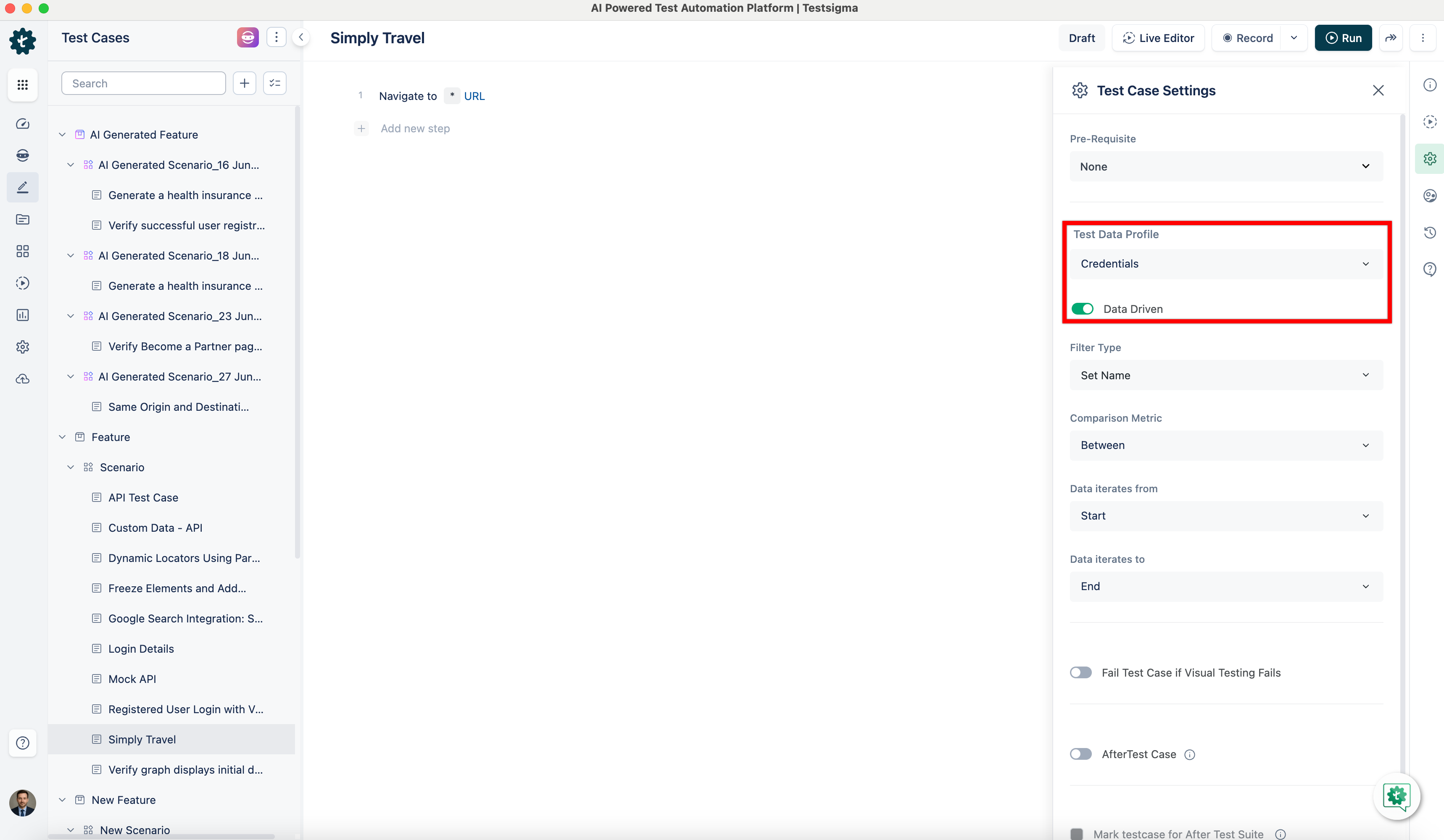 enable data driven to use environment parameter