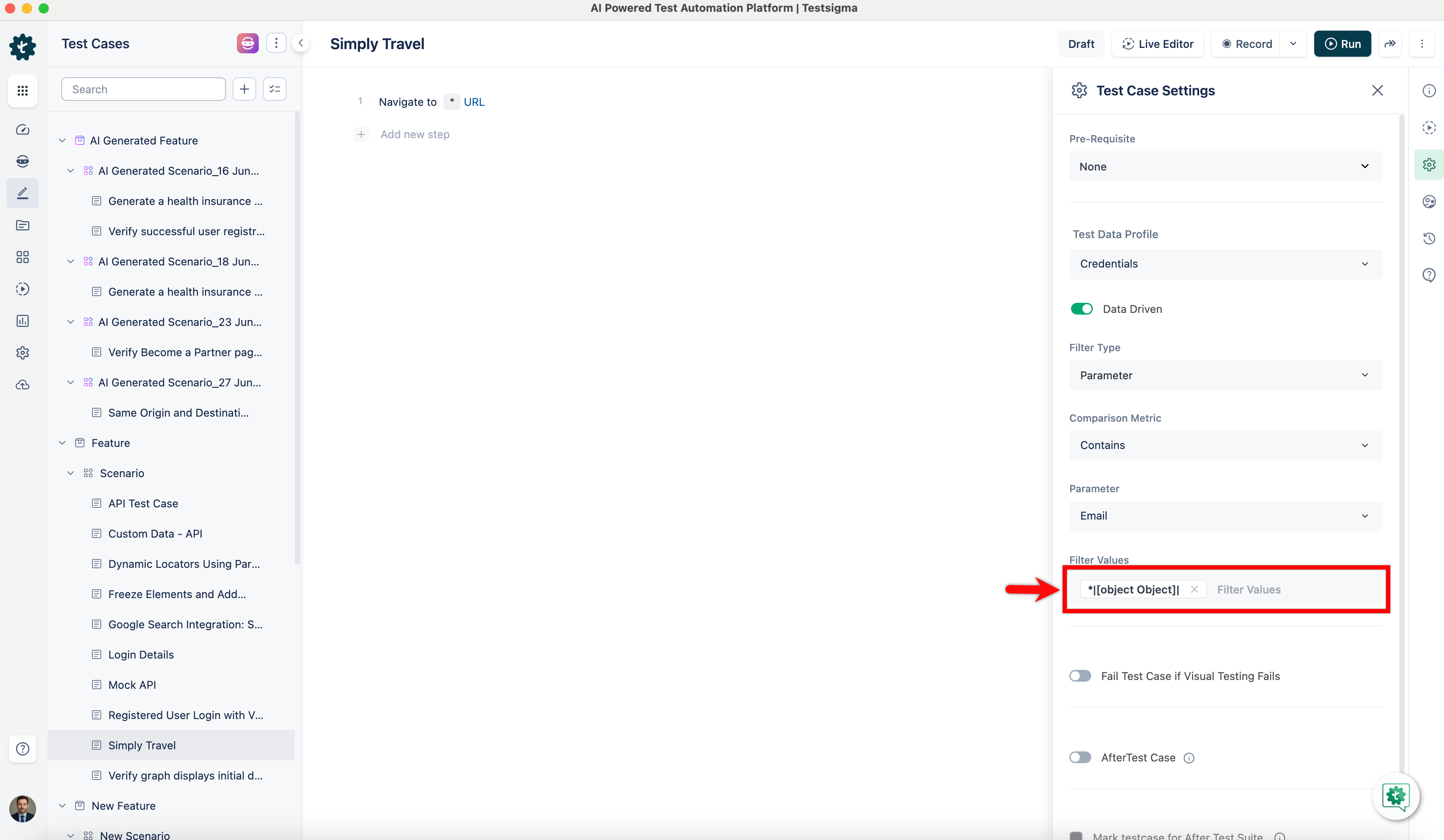 use environment variables to select test data values