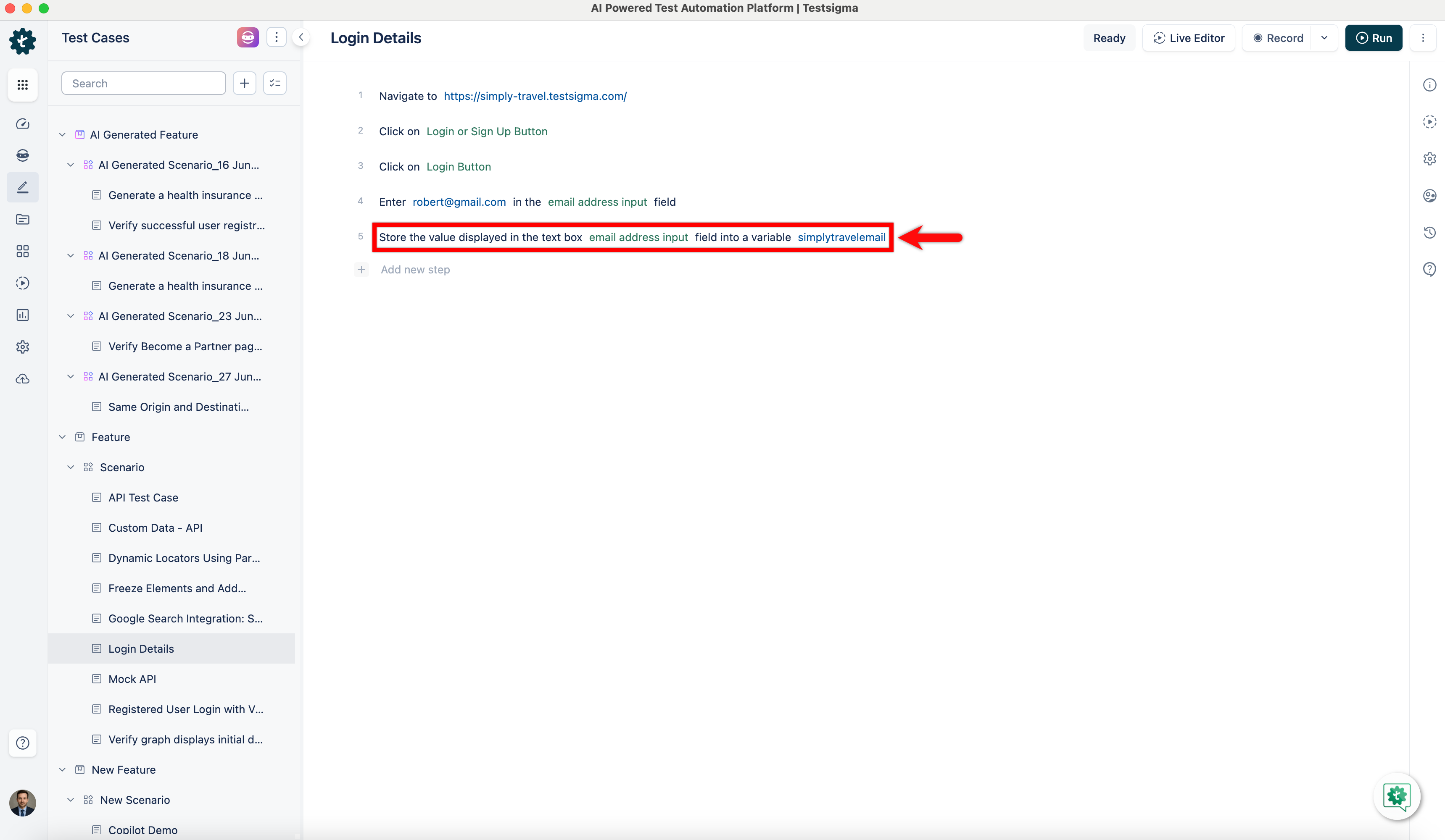 Store Data as Runtime Variable