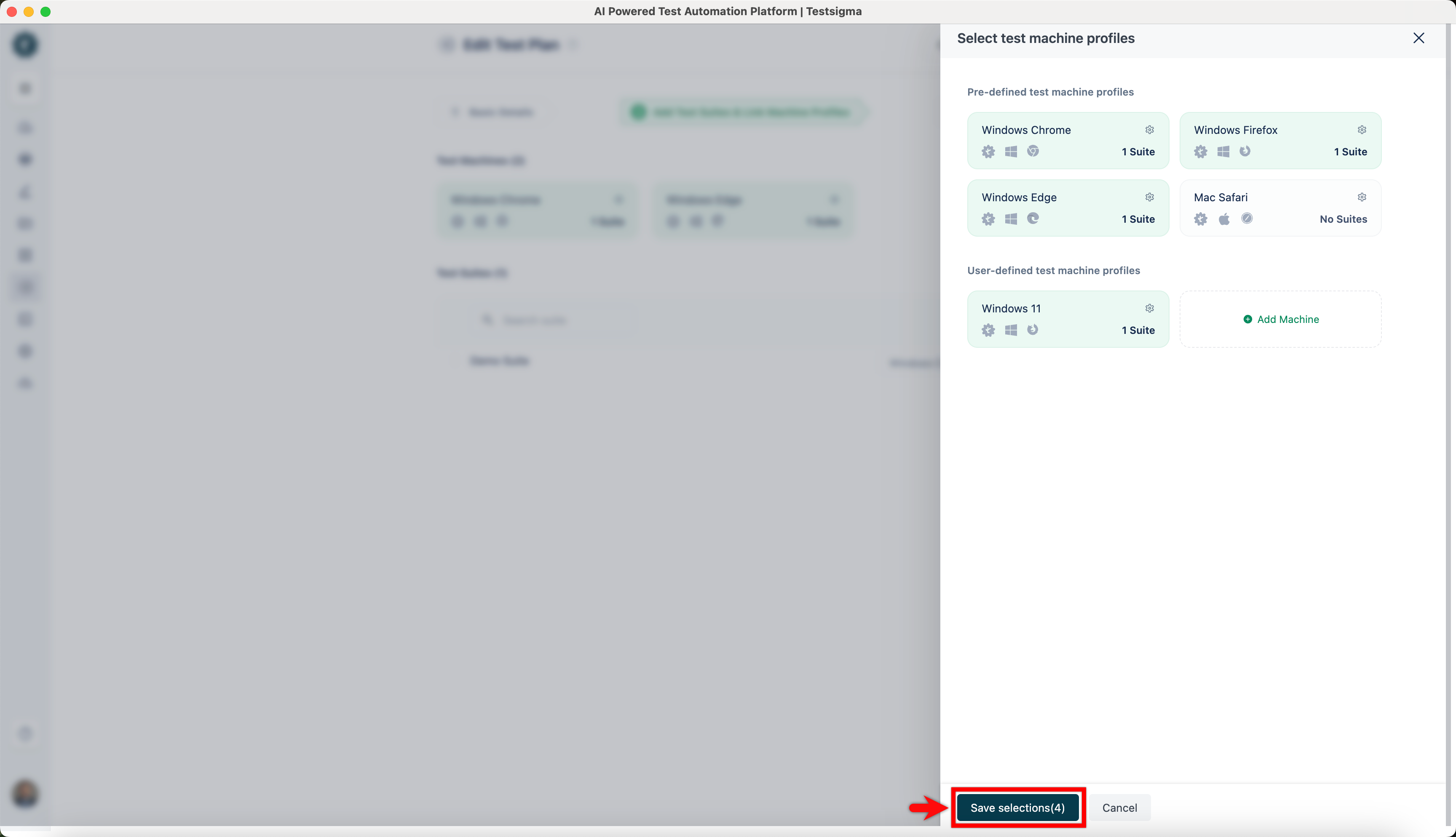 Select Test Machines