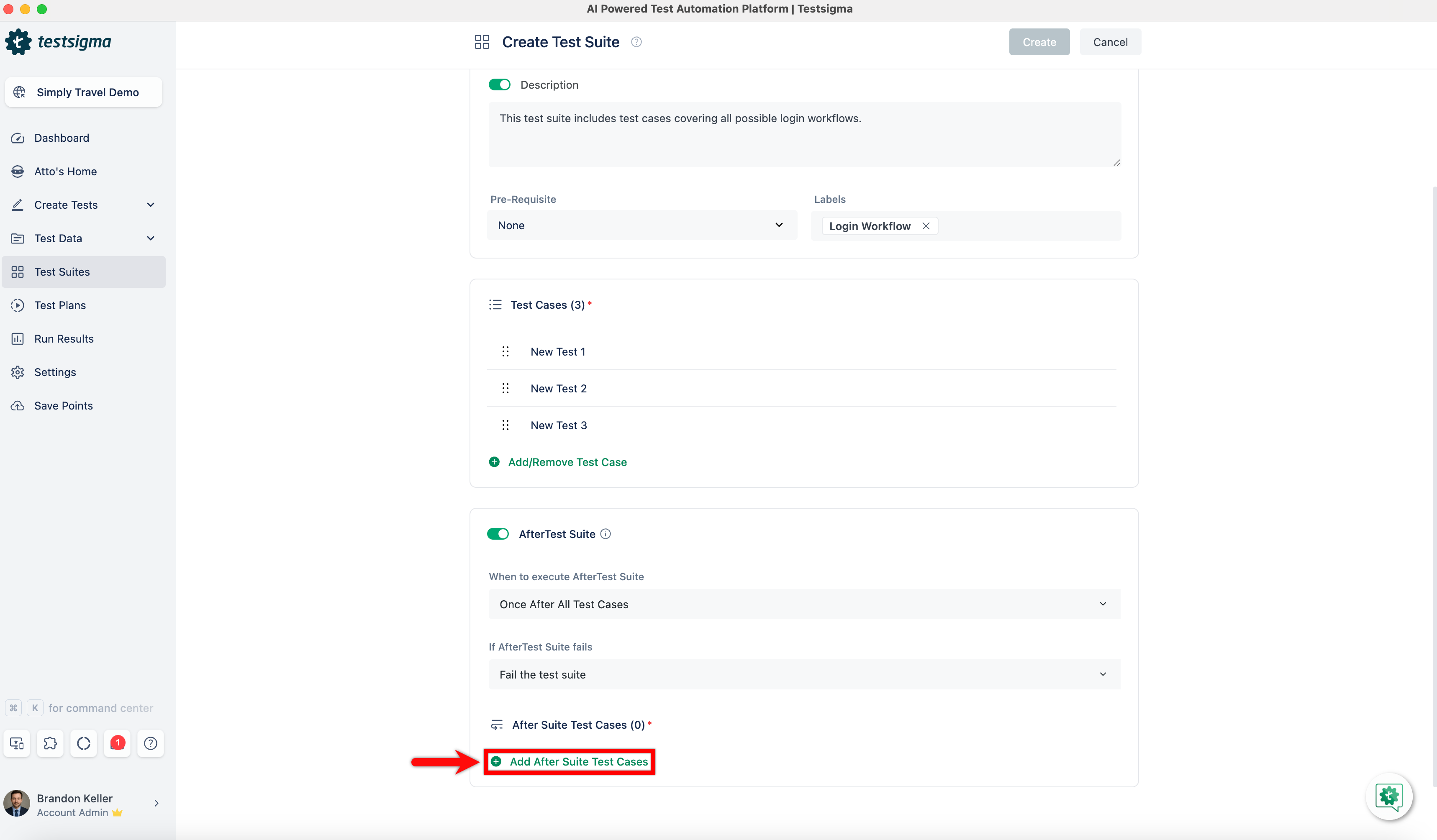 Add After Suite Test Cases